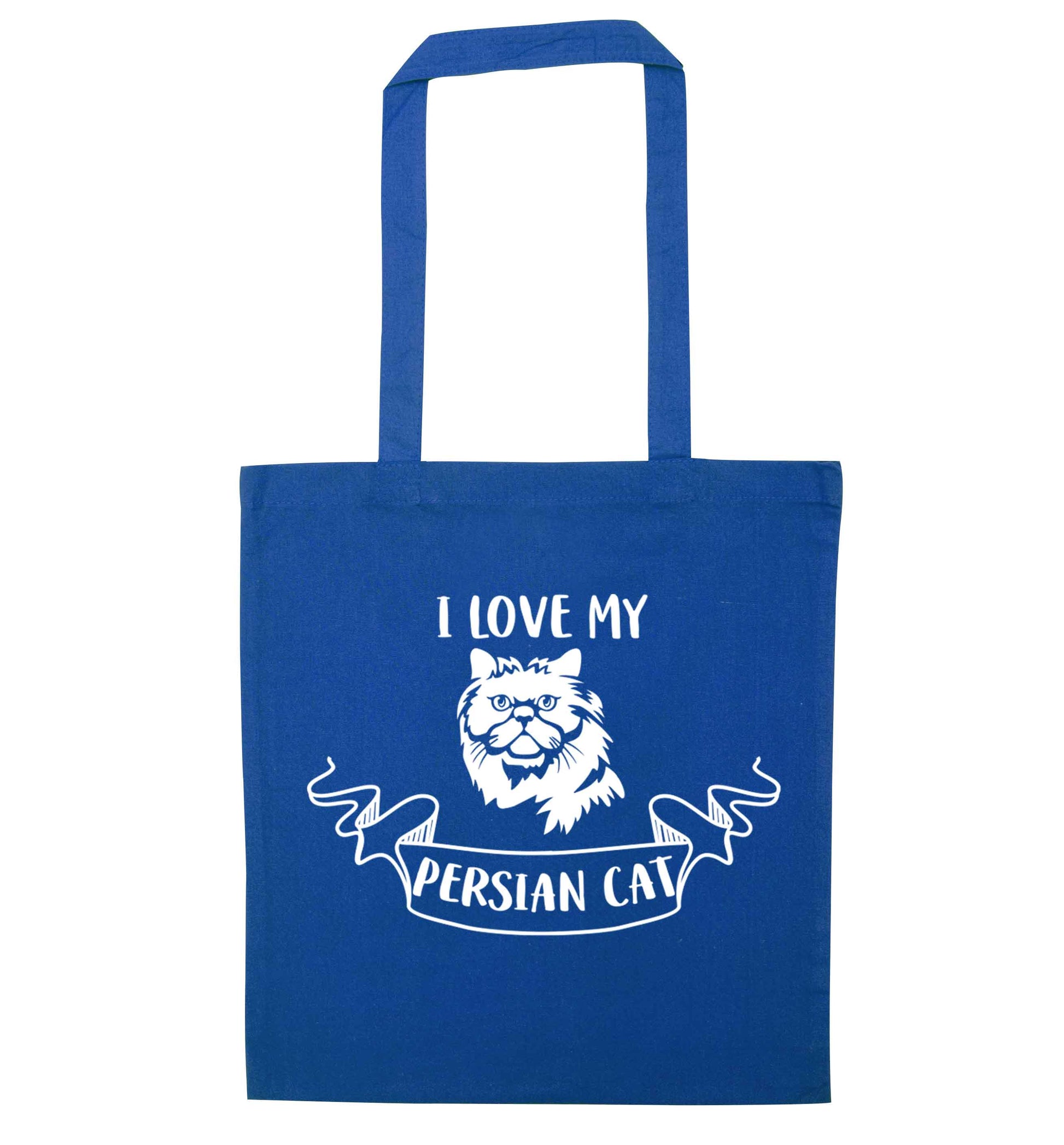 I love my persian cat blue tote bag