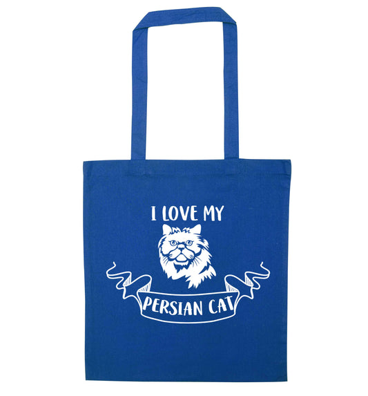 I love my persian cat blue tote bag