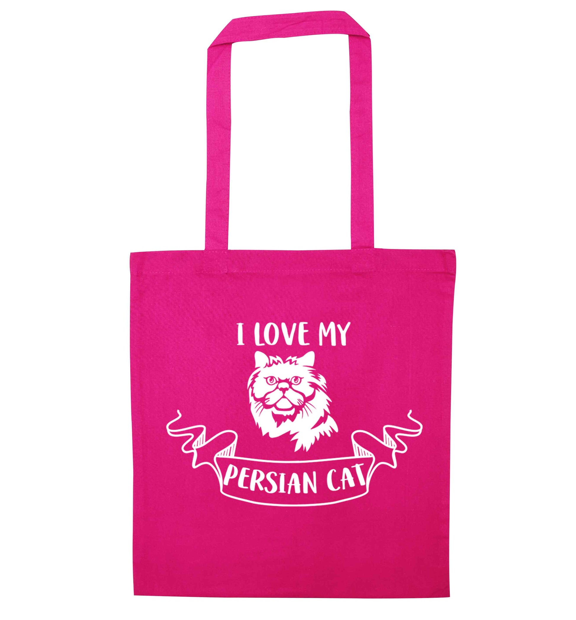 I love my persian cat pink tote bag