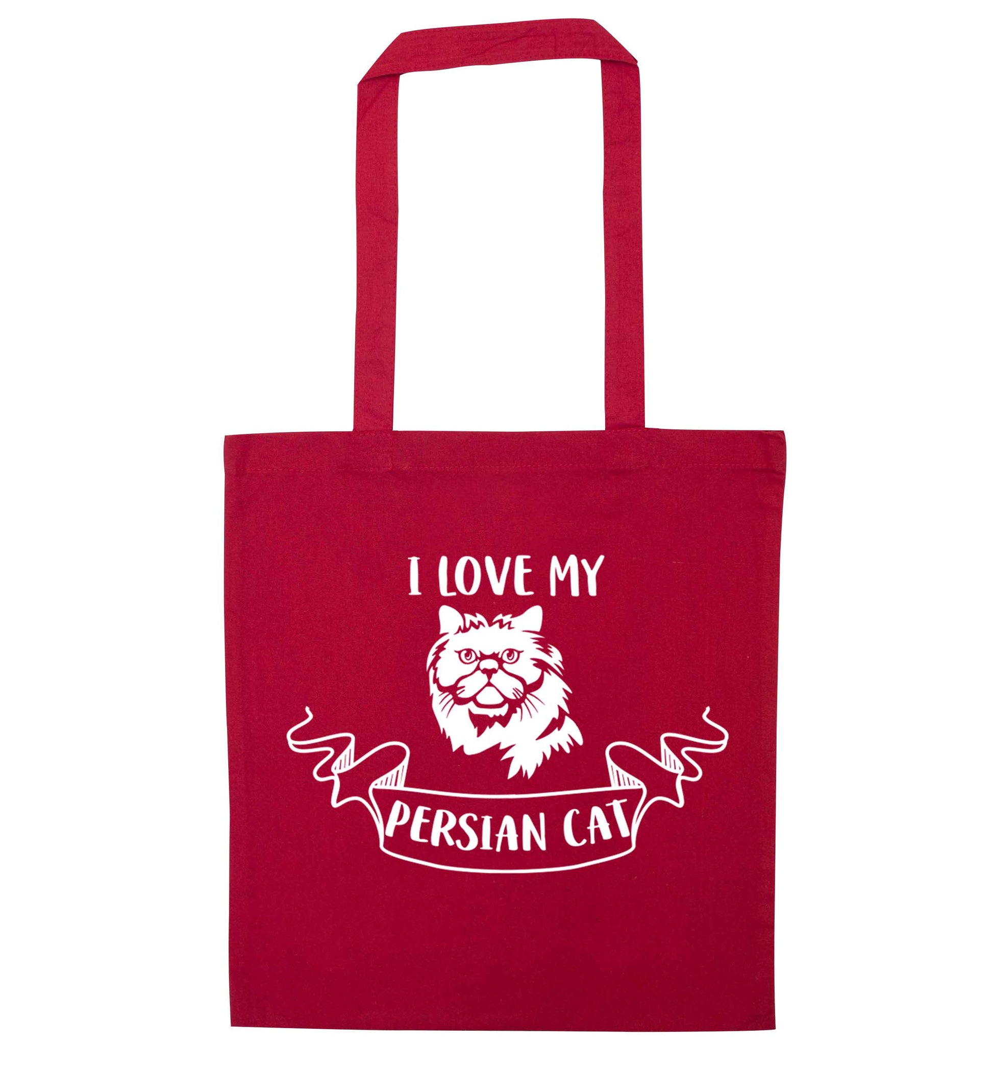 I love my persian cat red tote bag