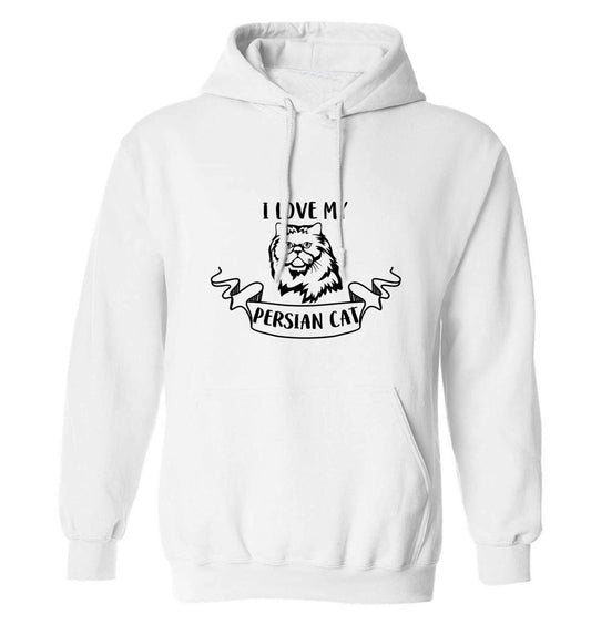 I love my persian cat adults unisex white hoodie 2XL