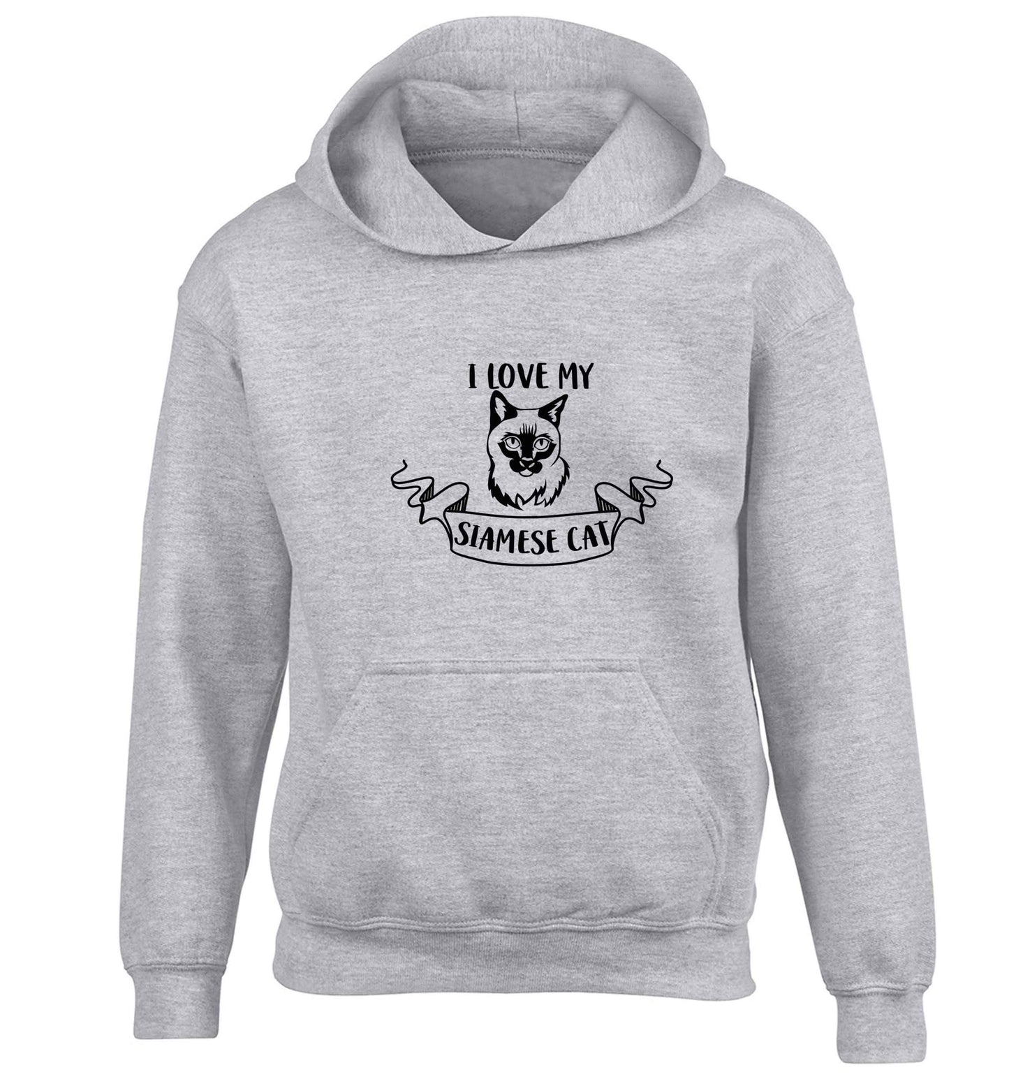 I love my siamese cat children's grey hoodie 12-13 Years