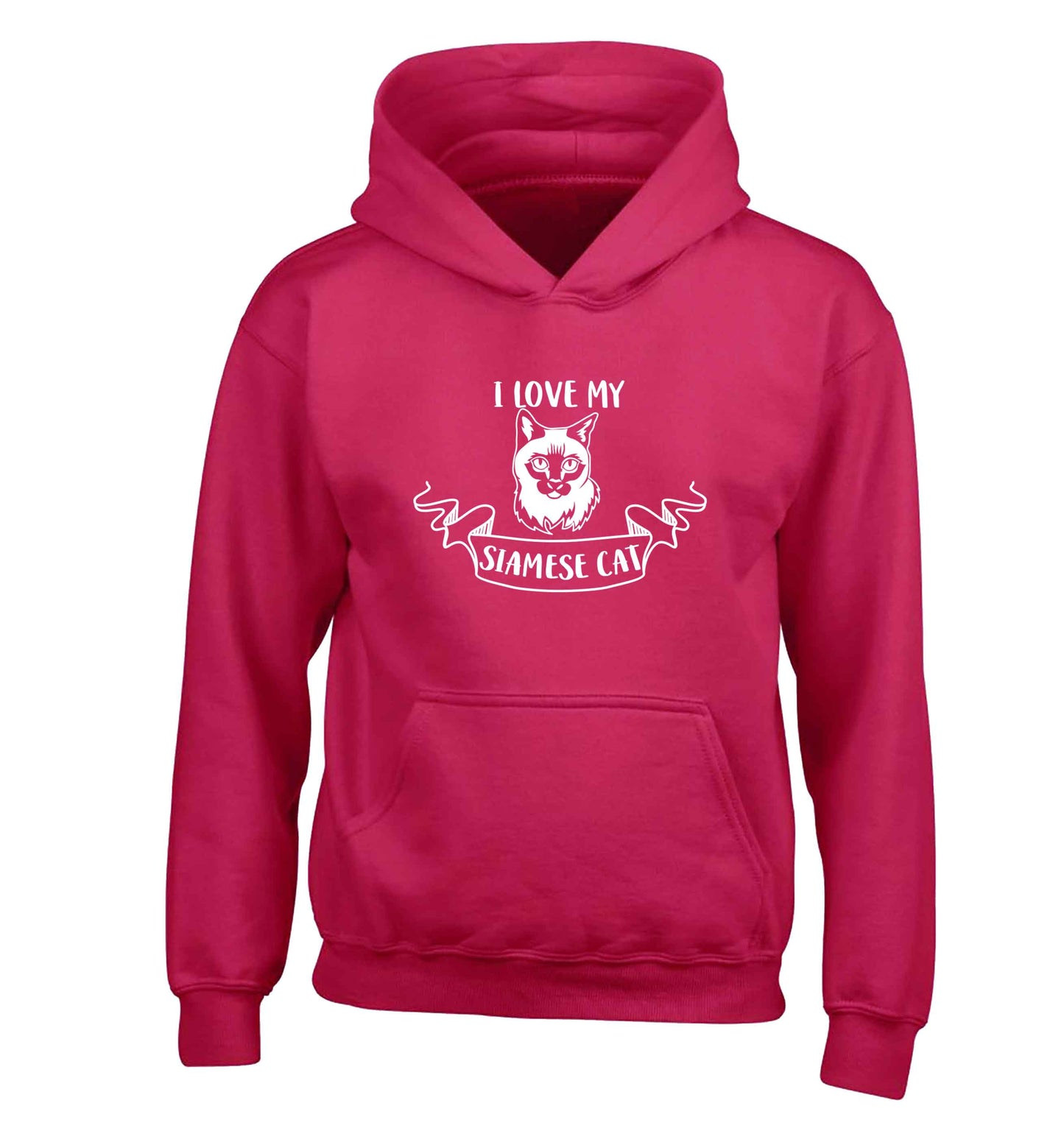 I love my siamese cat children's pink hoodie 12-13 Years