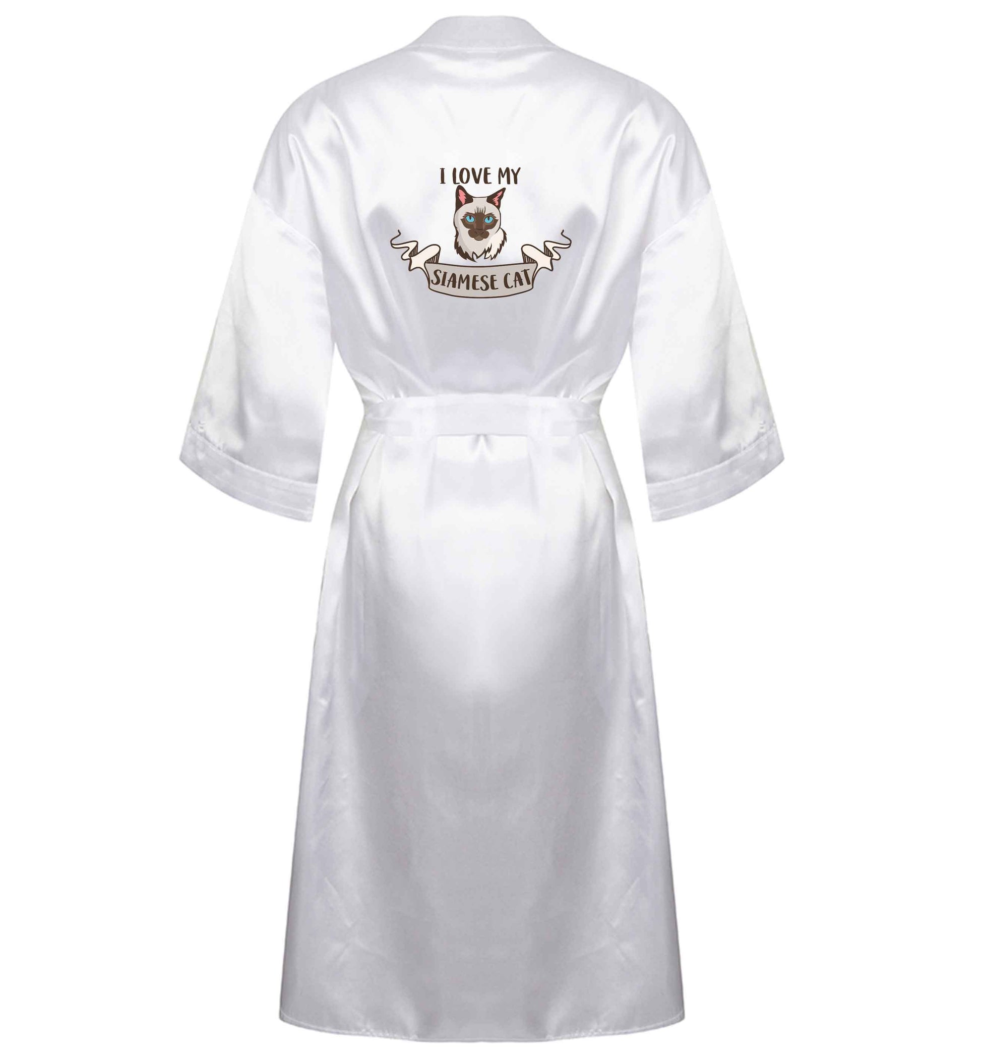 I love my siamese cat ladies white dressing gown size XS-2XL