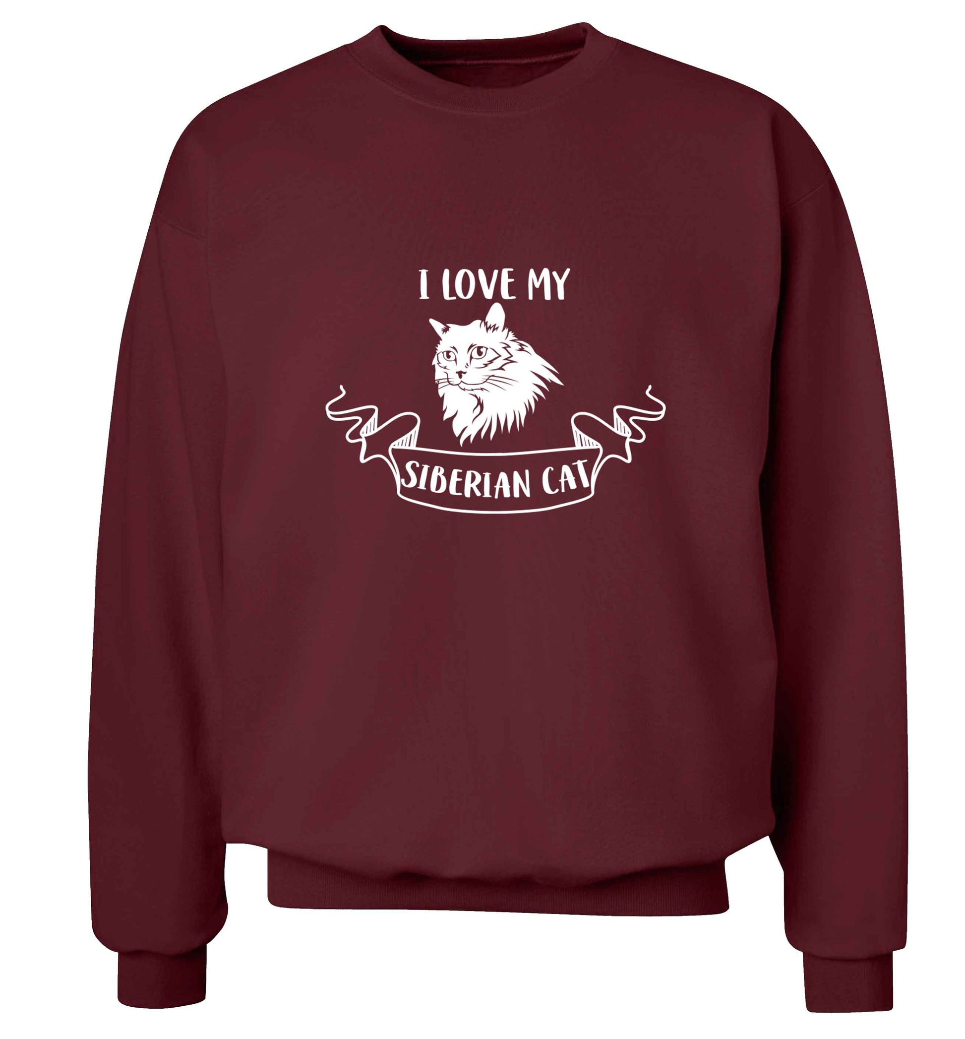I love my siberian cat adult's unisex maroon sweater 2XL