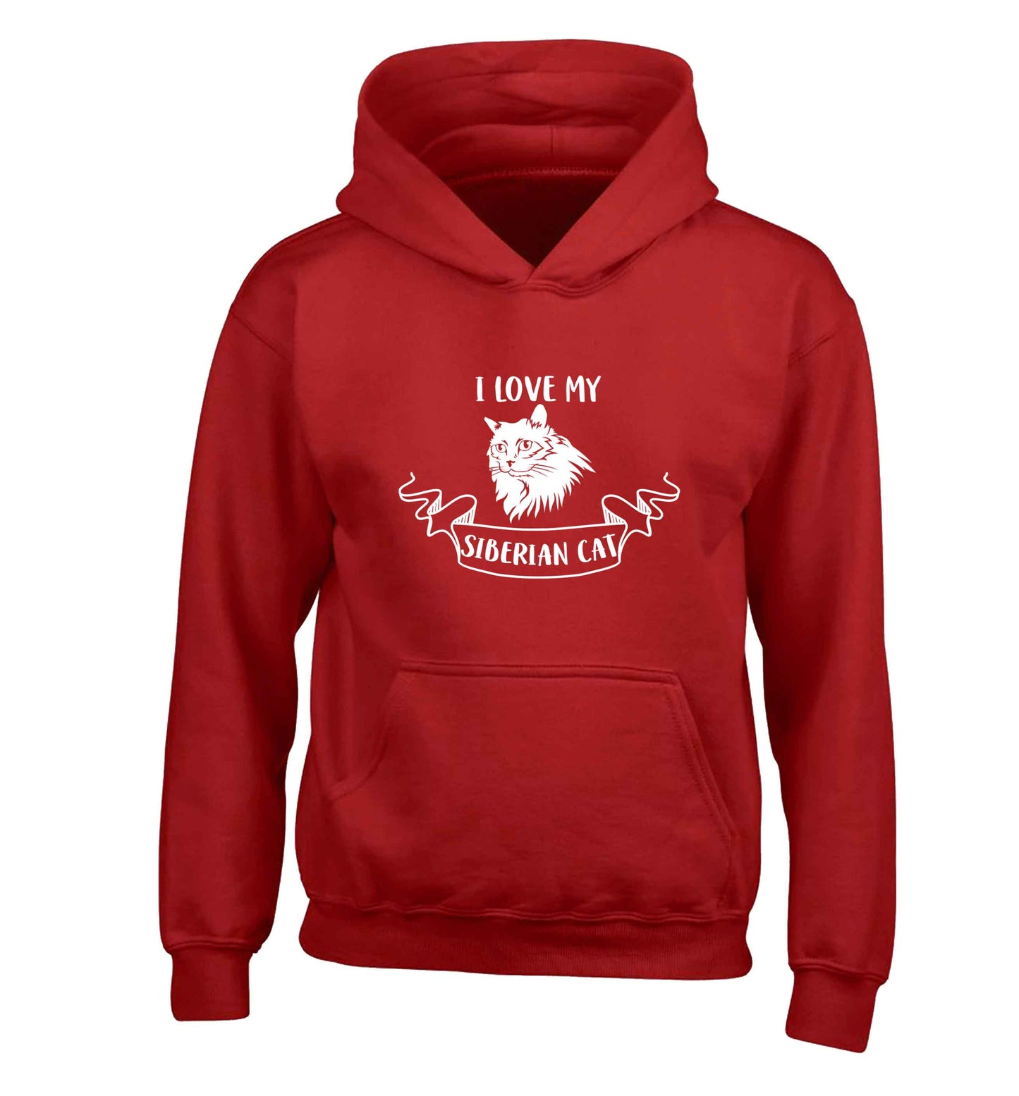 I love my siberian cat children's red hoodie 12-13 Years