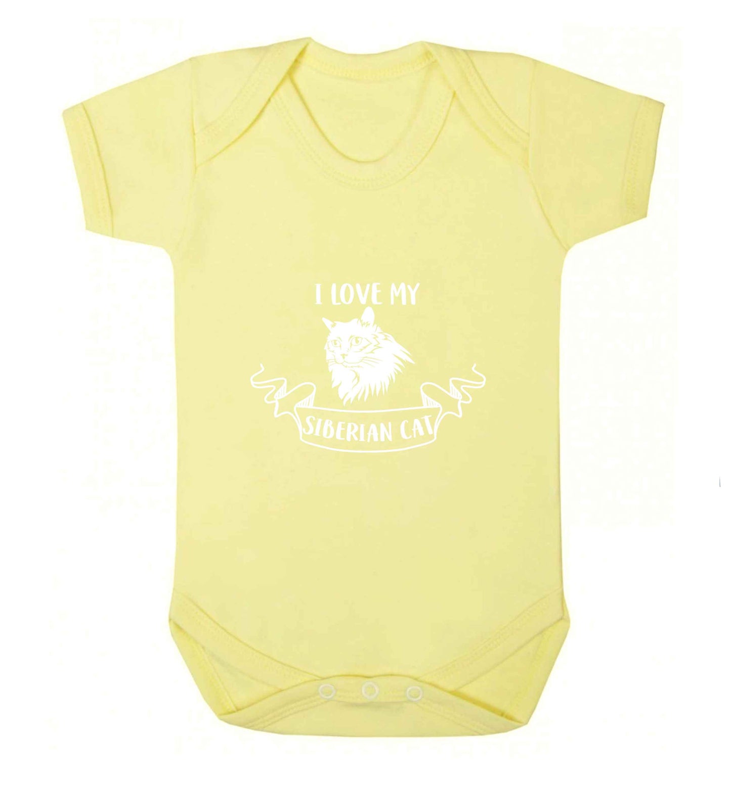 I love my siberian cat baby vest pale yellow 18-24 months