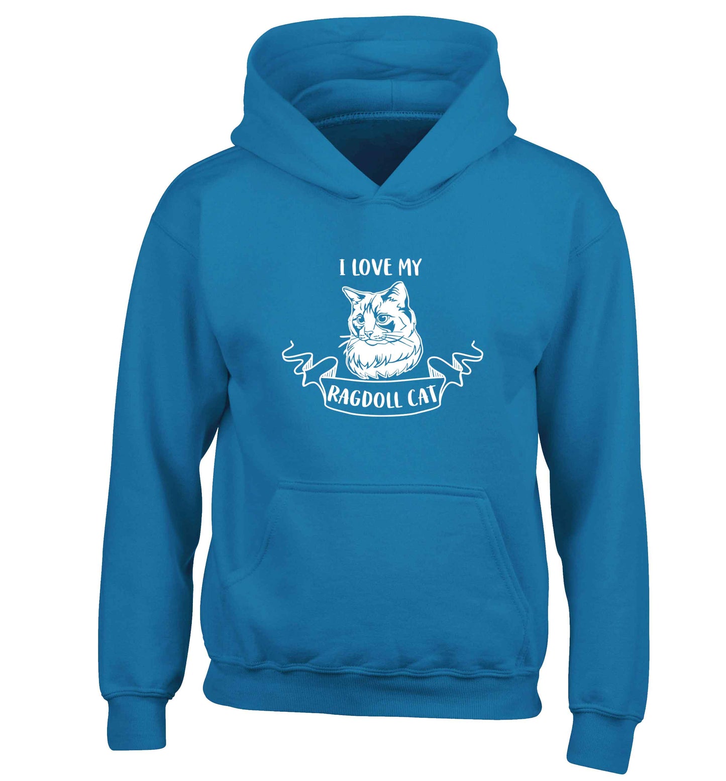 I love my ragdoll cat children's blue hoodie 12-13 Years
