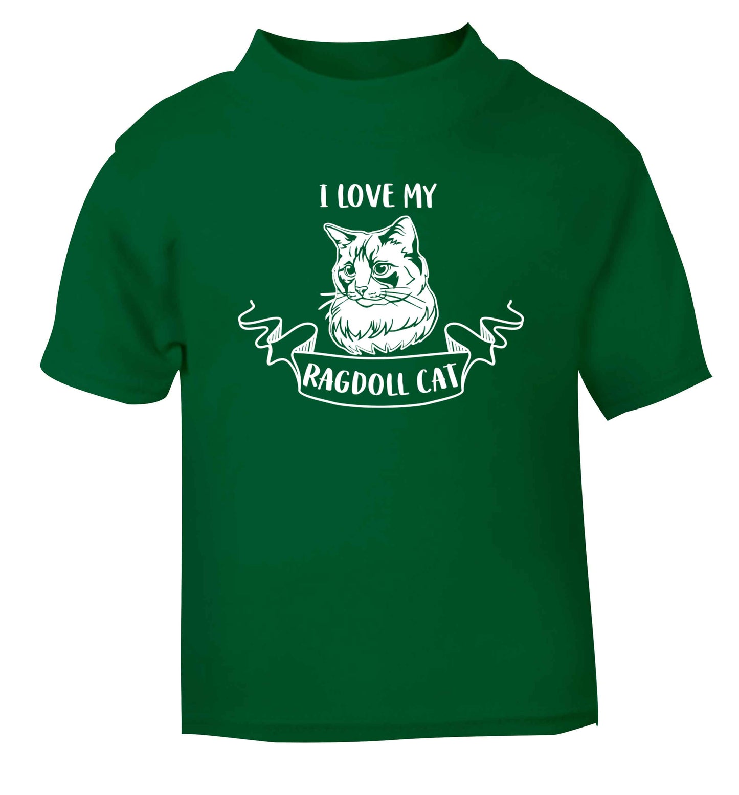 I love my ragdoll cat green baby toddler Tshirt 2 Years