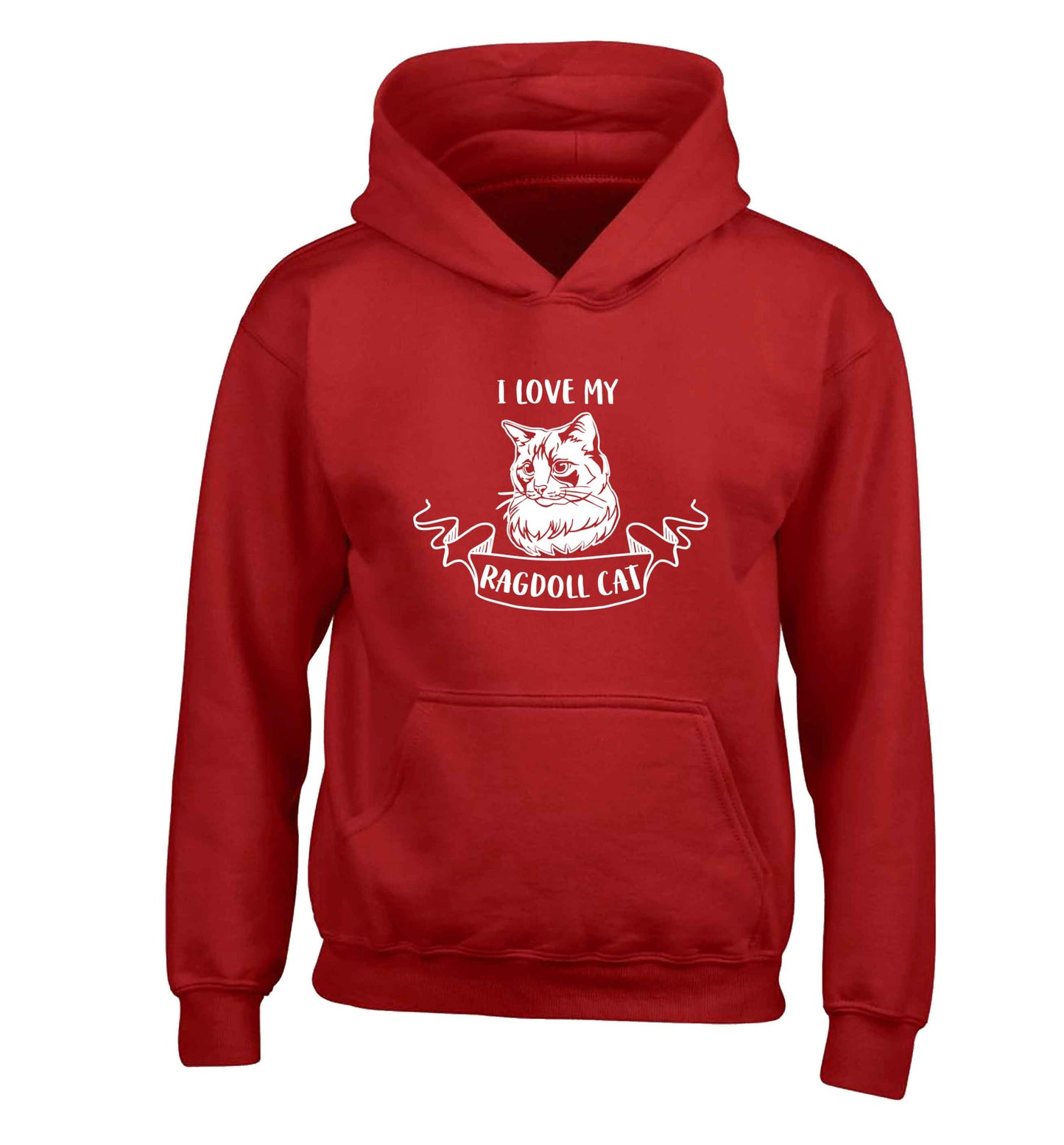I love my ragdoll cat children's red hoodie 12-13 Years