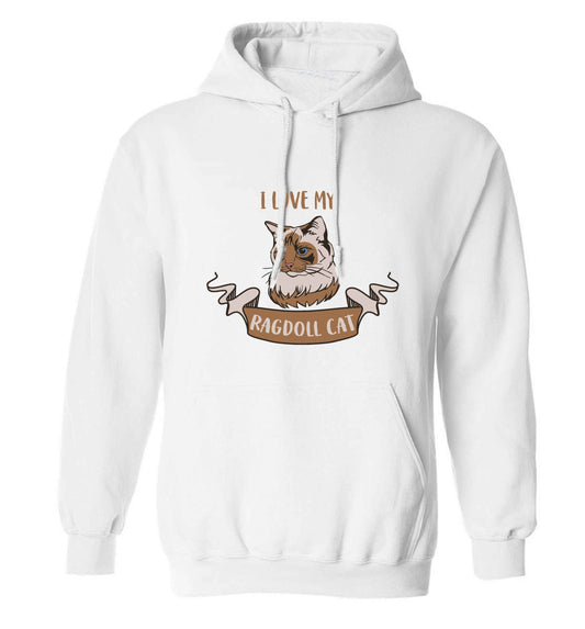 I love my ragdoll cat adults unisex white hoodie 2XL