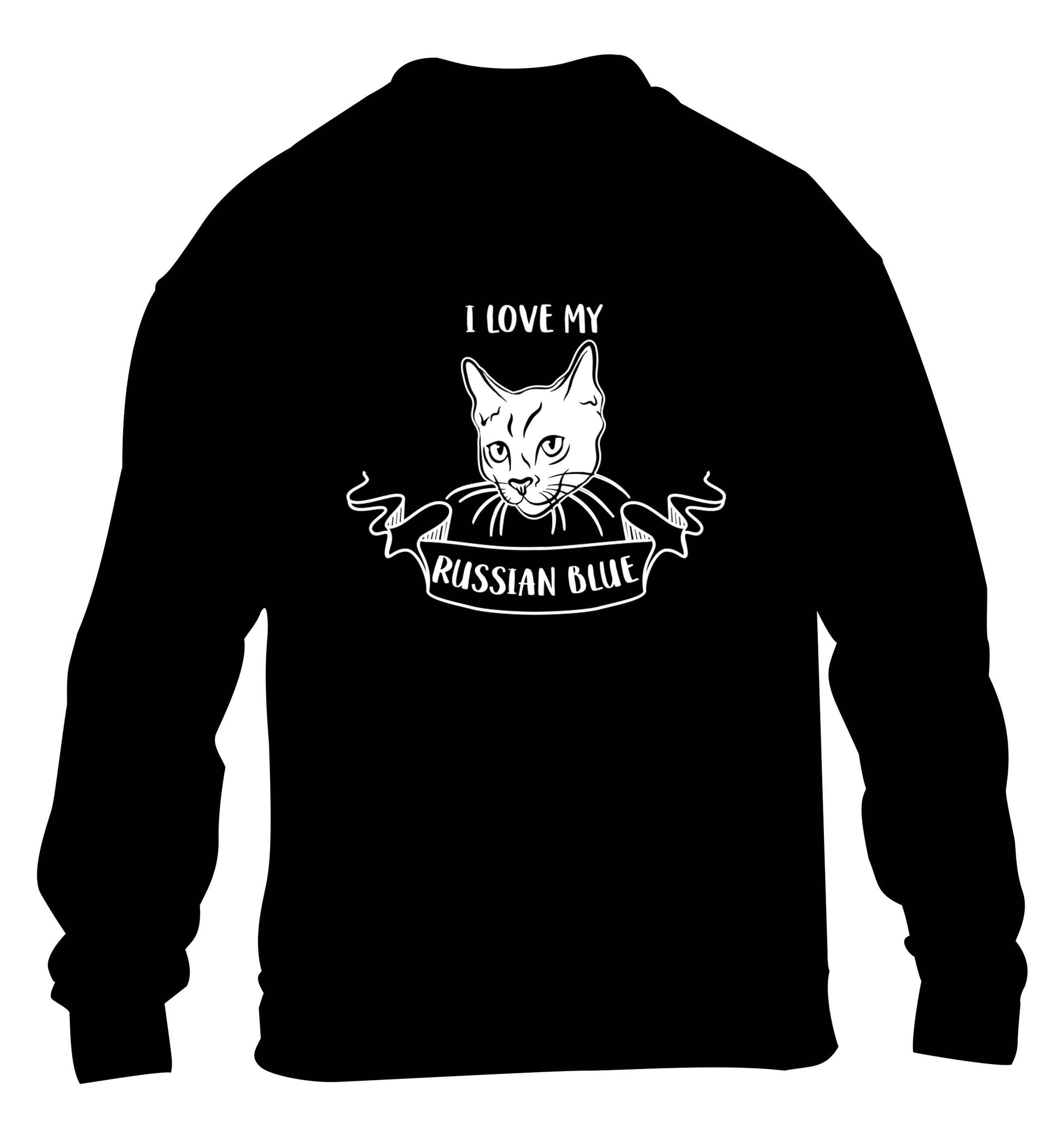 I love my russian blue children's black sweater 12-13 Years