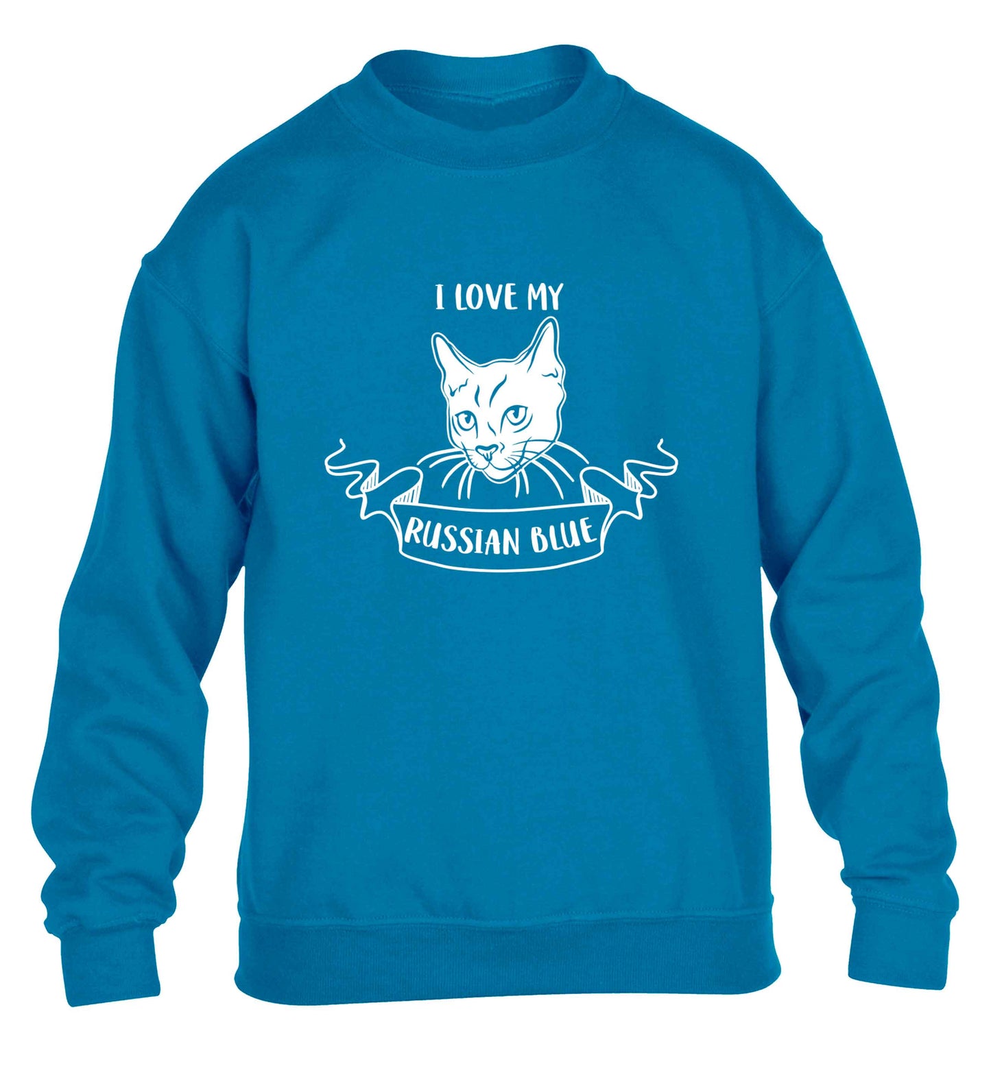 I love my russian blue children's blue sweater 12-13 Years