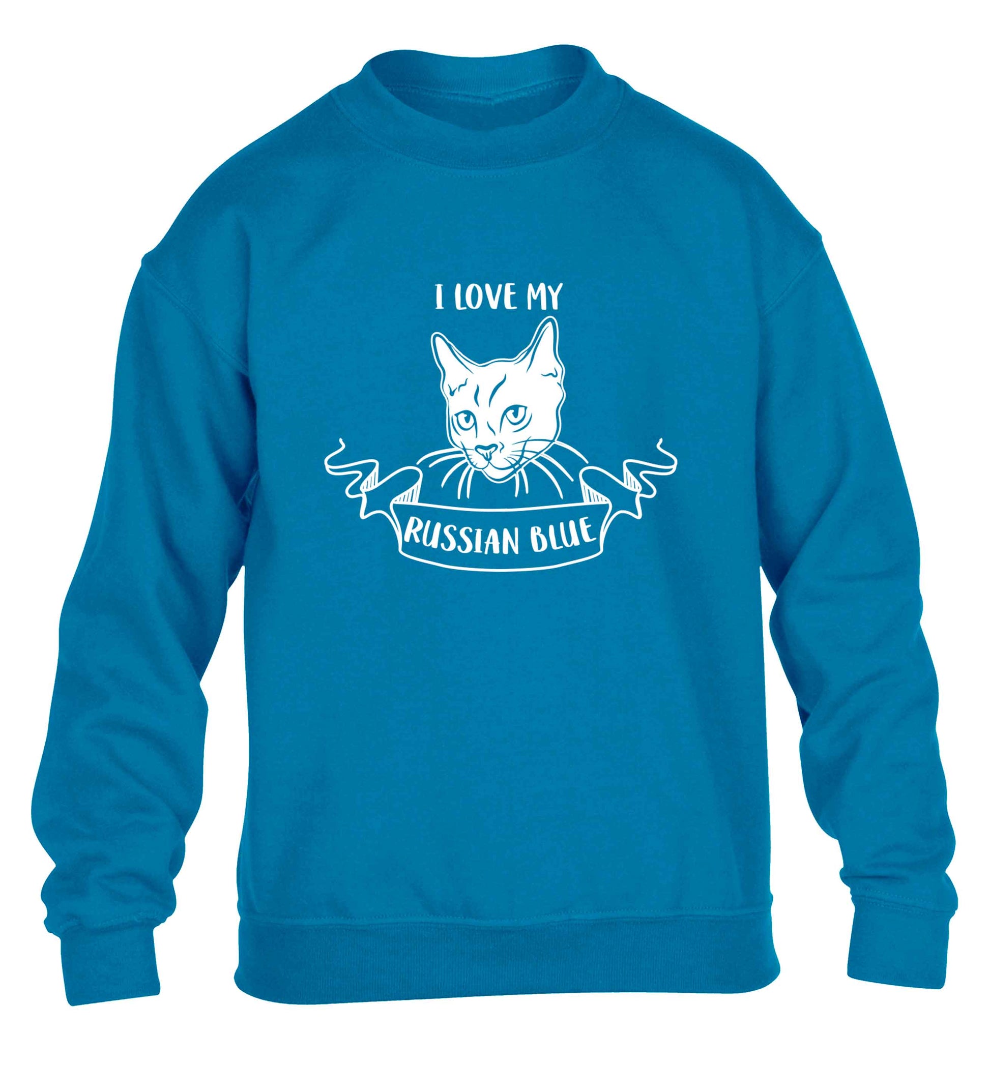 I love my russian blue children's blue sweater 12-13 Years