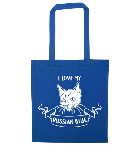 I love my russian blue blue tote bag