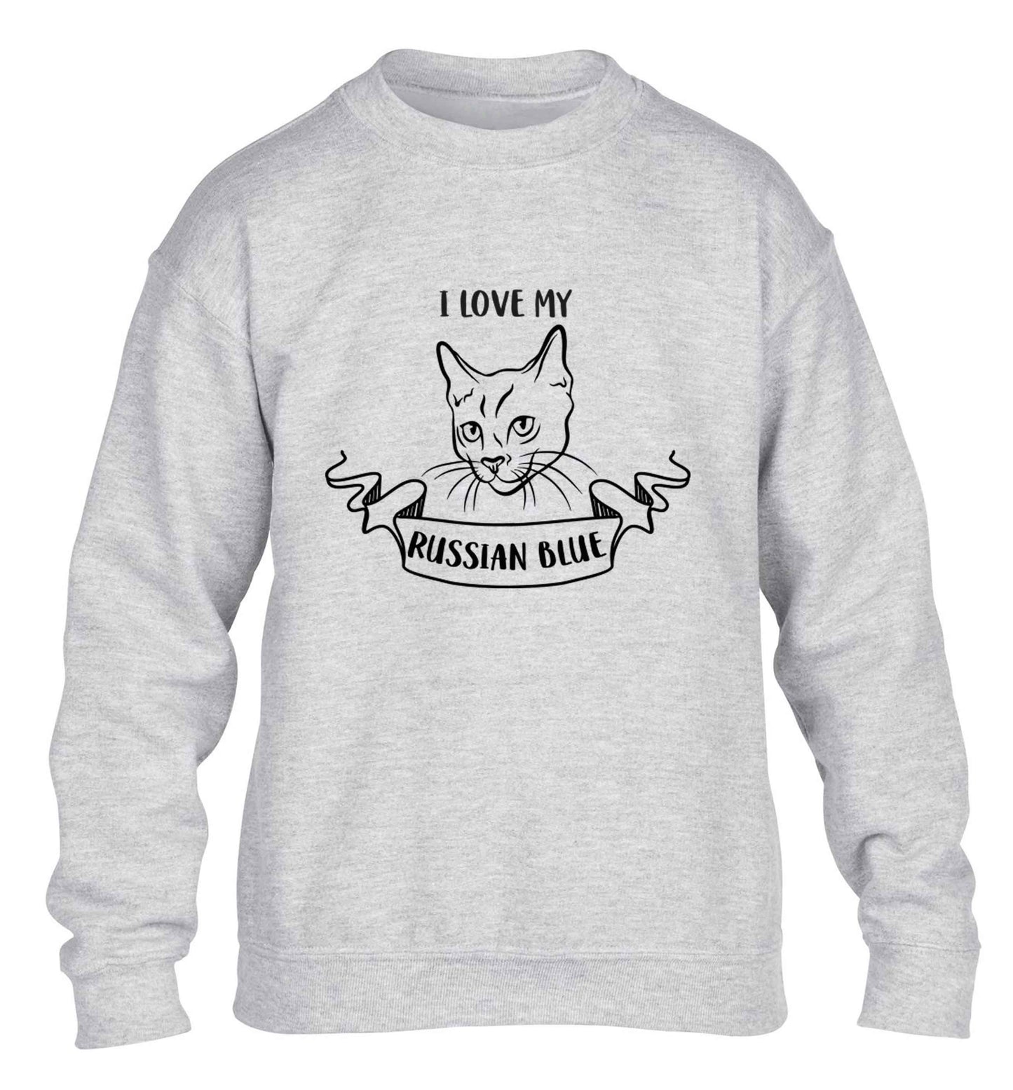 I love my russian blue children's grey sweater 12-13 Years