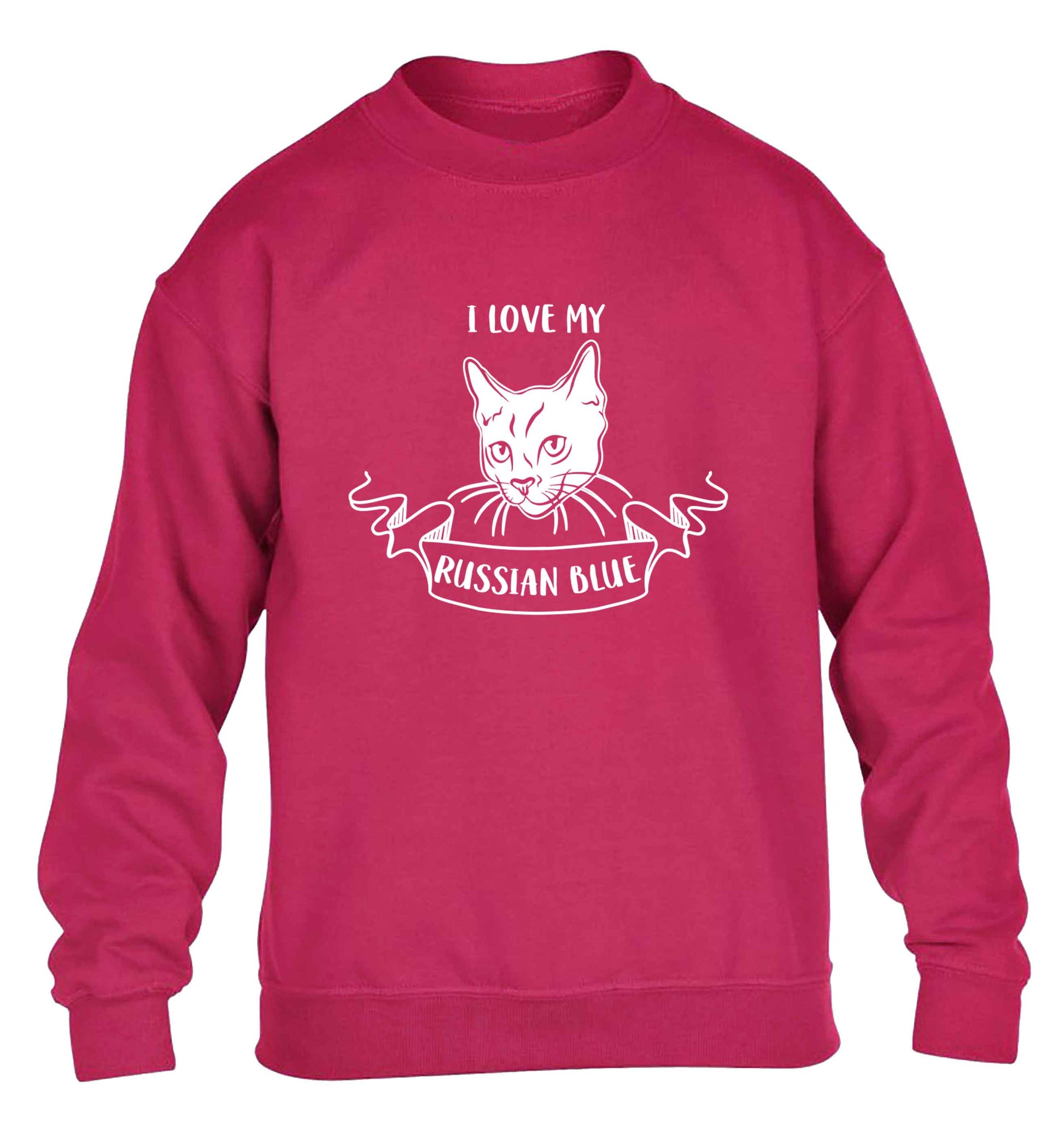 I love my russian blue children's pink sweater 12-13 Years