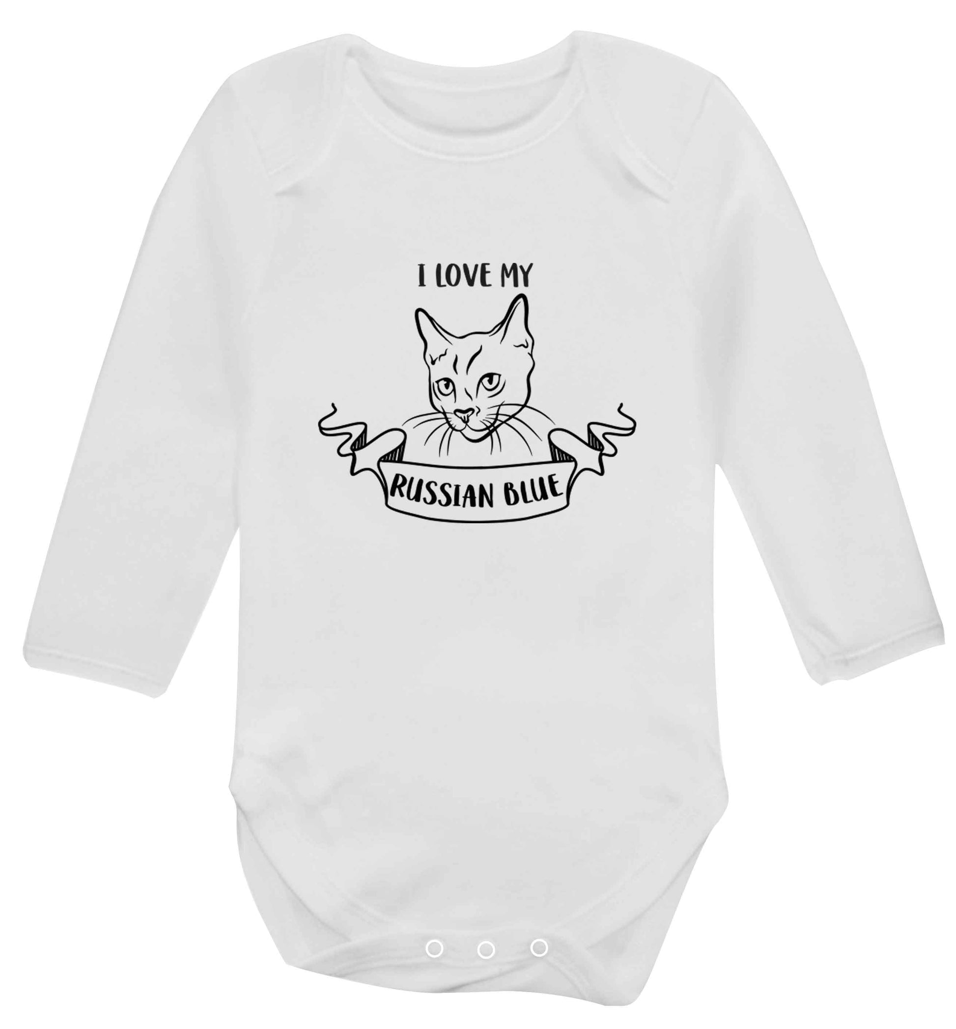 I love my russian blue baby vest long sleeved white 6-12 months