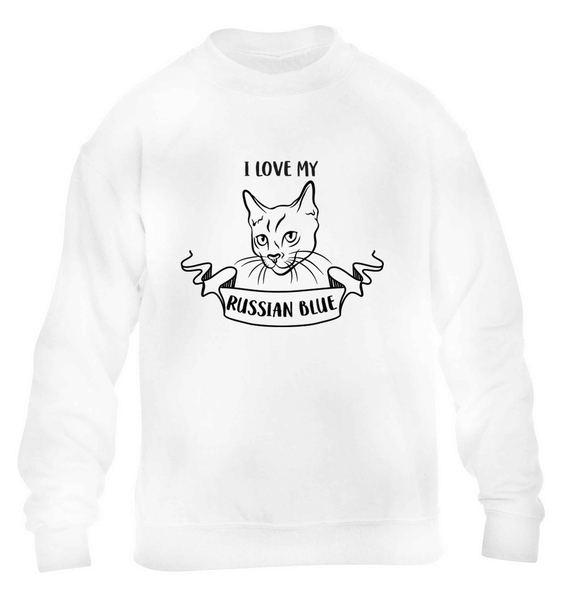 I love my russian blue children's white sweater 12-13 Years