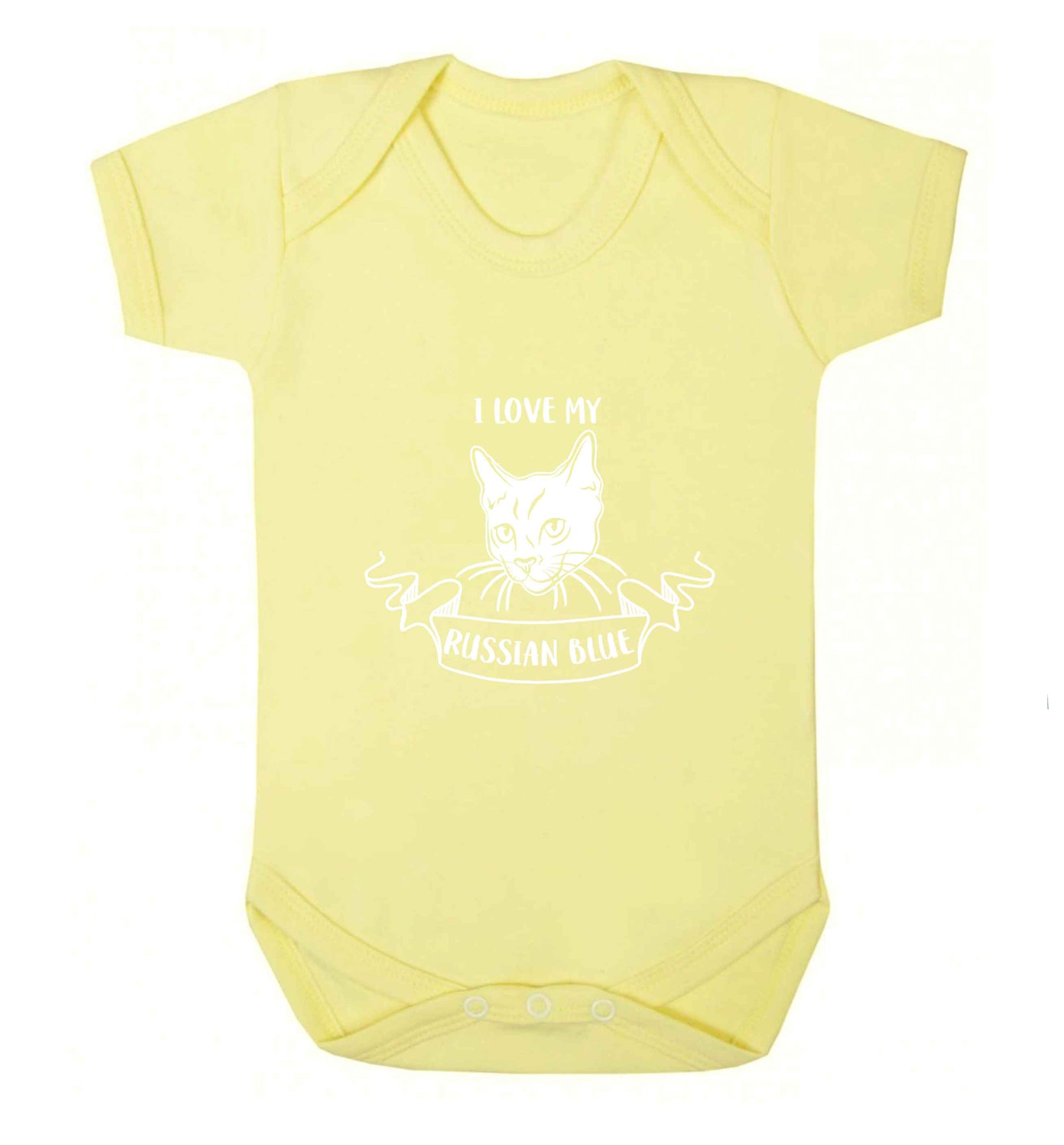 I love my russian blue baby vest pale yellow 18-24 months