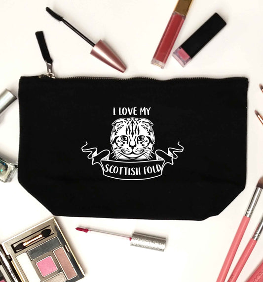 I love my scottish fold cat black makeup bag