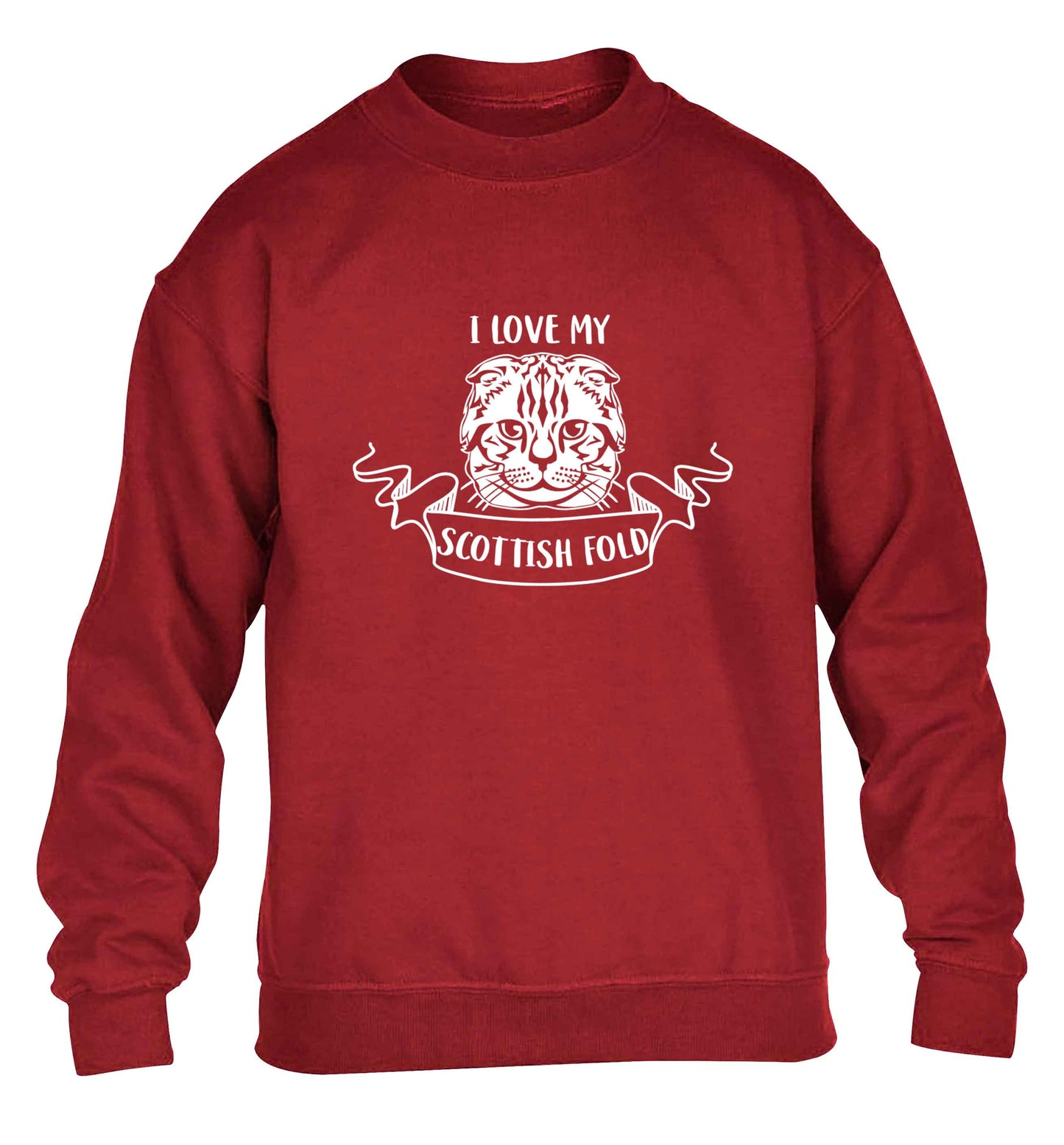 I love my scottish fold cat children's grey sweater 12-13 Years