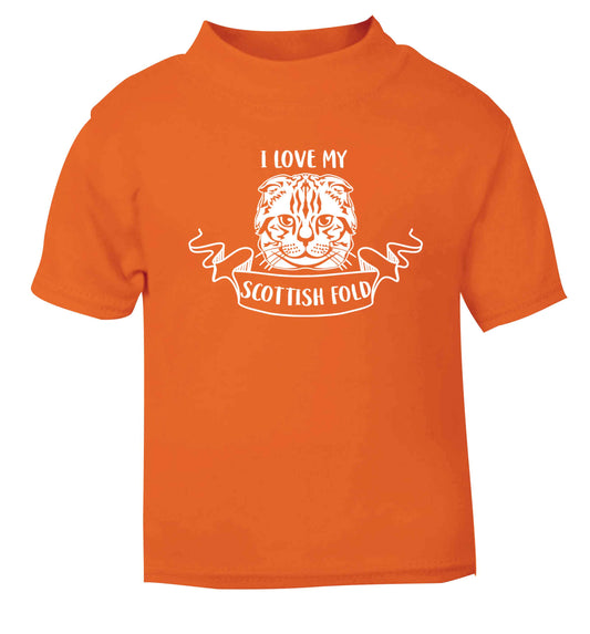 I love my scottish fold cat orange baby toddler Tshirt 2 Years