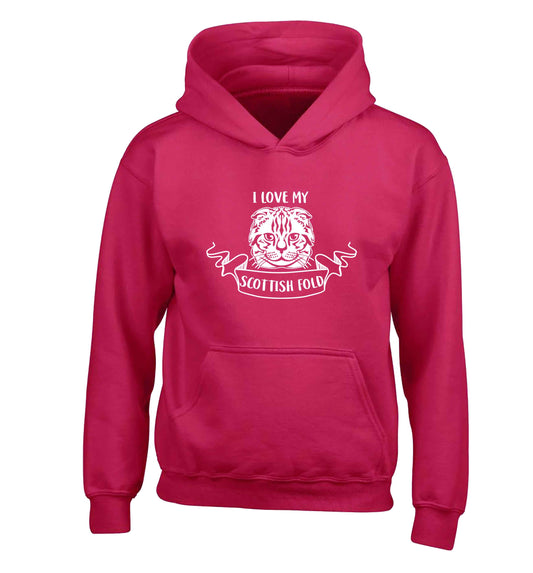I love my scottish fold cat children's pink hoodie 12-13 Years
