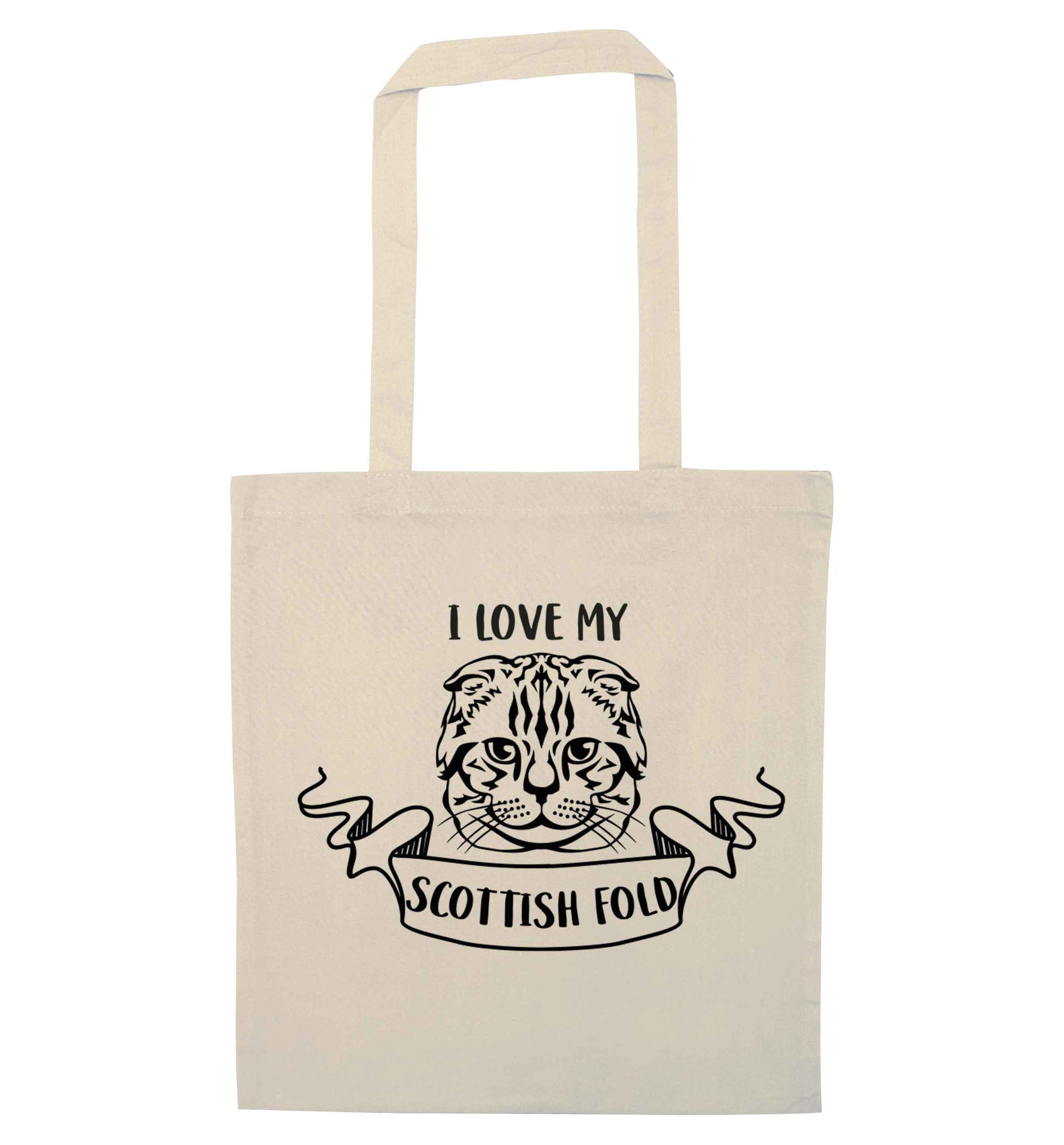 I love my scottish fold cat natural tote bag