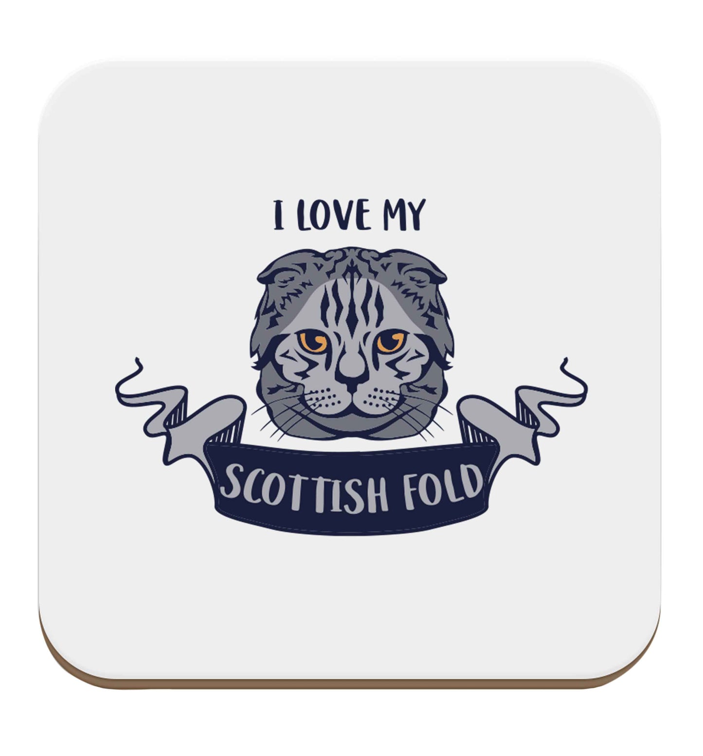 I love my scottish fold cat set of four coasters