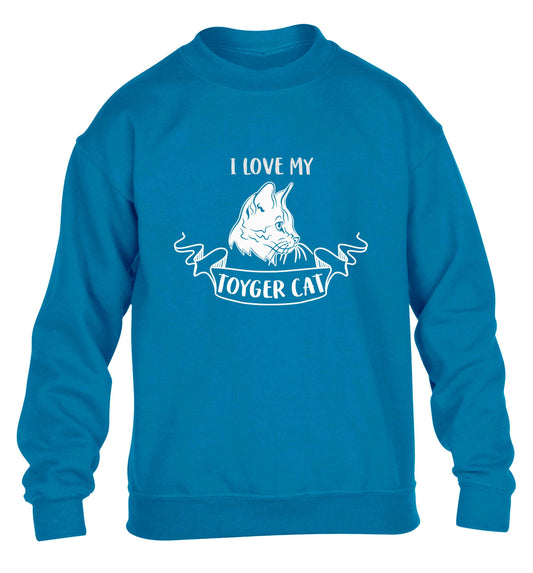 I love my toyger cat children's blue sweater 12-13 Years