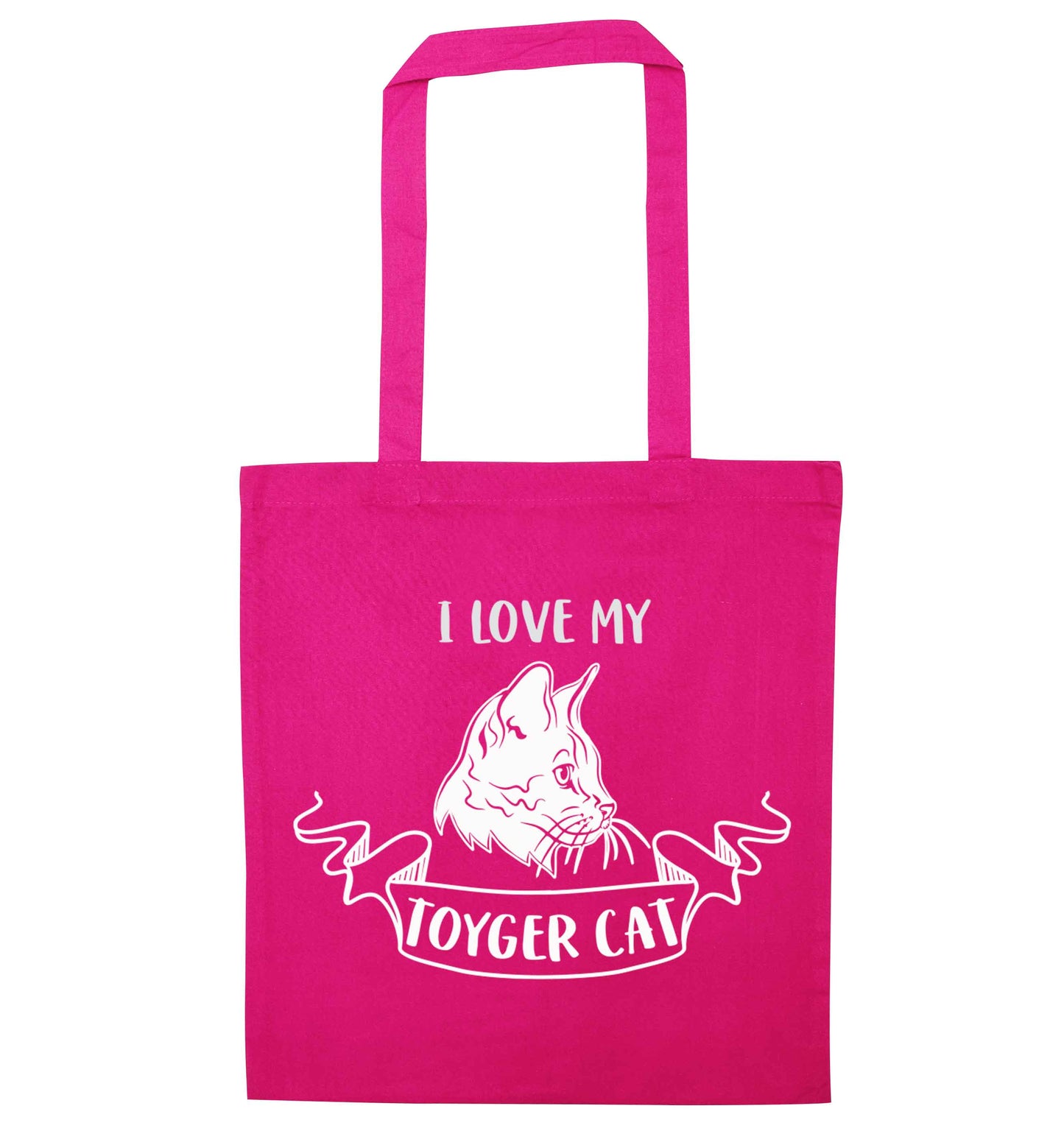 I love my toyger cat pink tote bag
