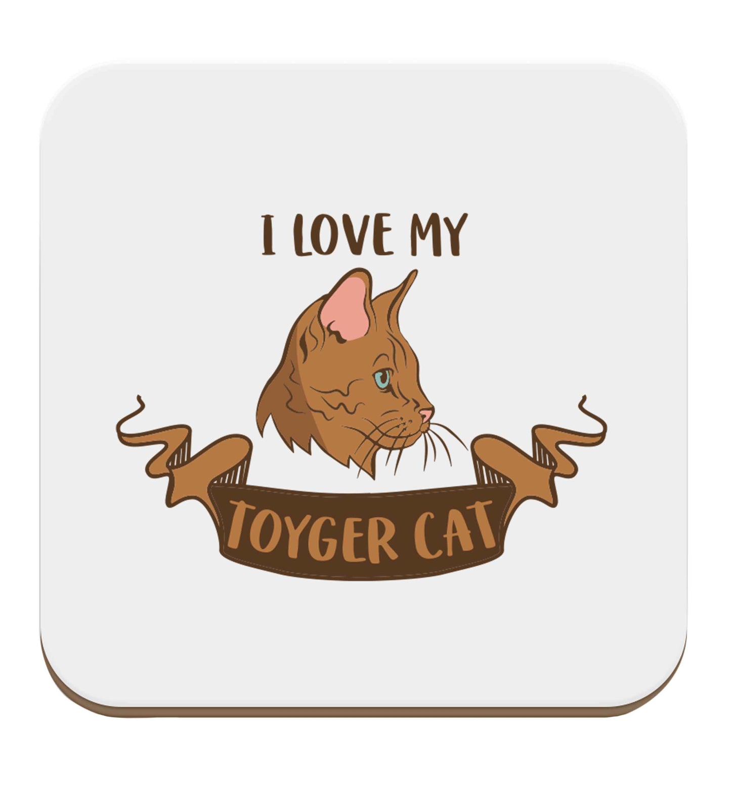 I love my toyger cat set of four coasters