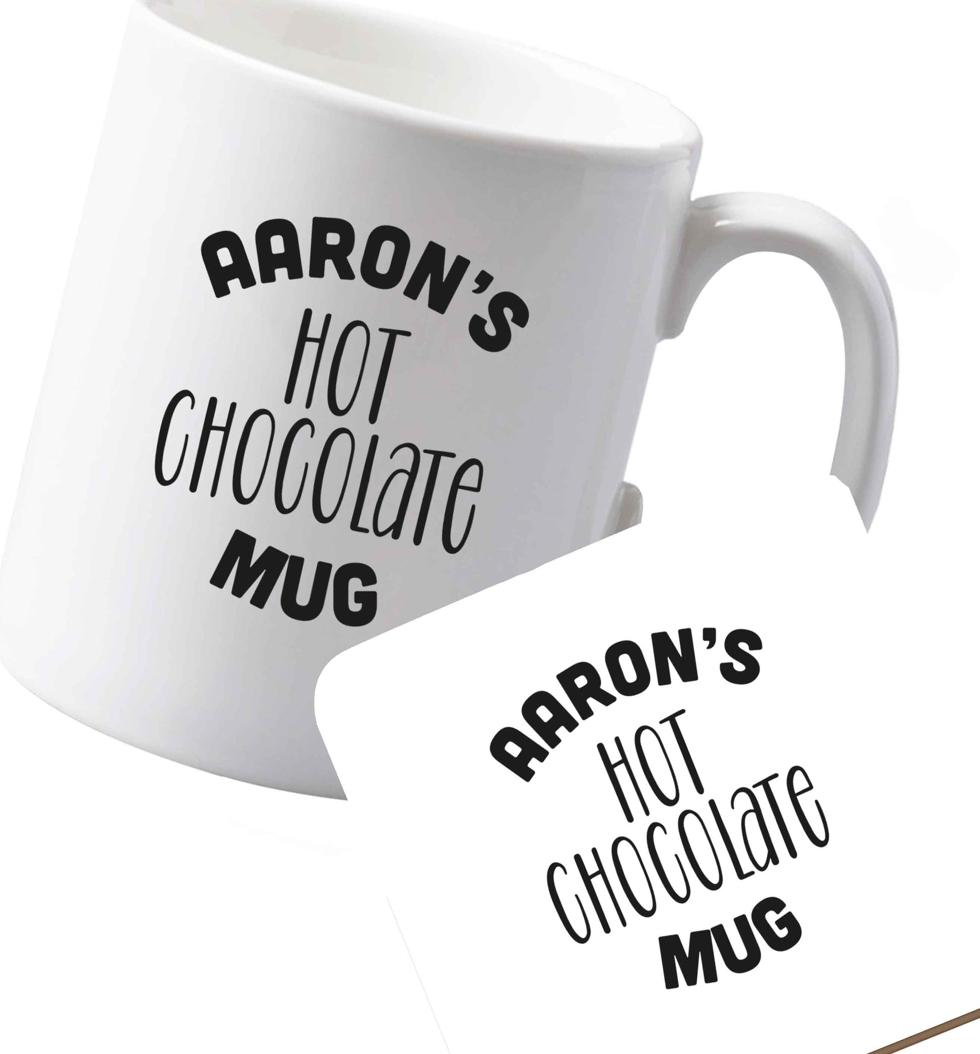10 oz Ceramic mug and coaster Personalised hot chocolate both sides