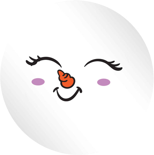 Cute snowman face 24 @ 45mm matt circle stickers