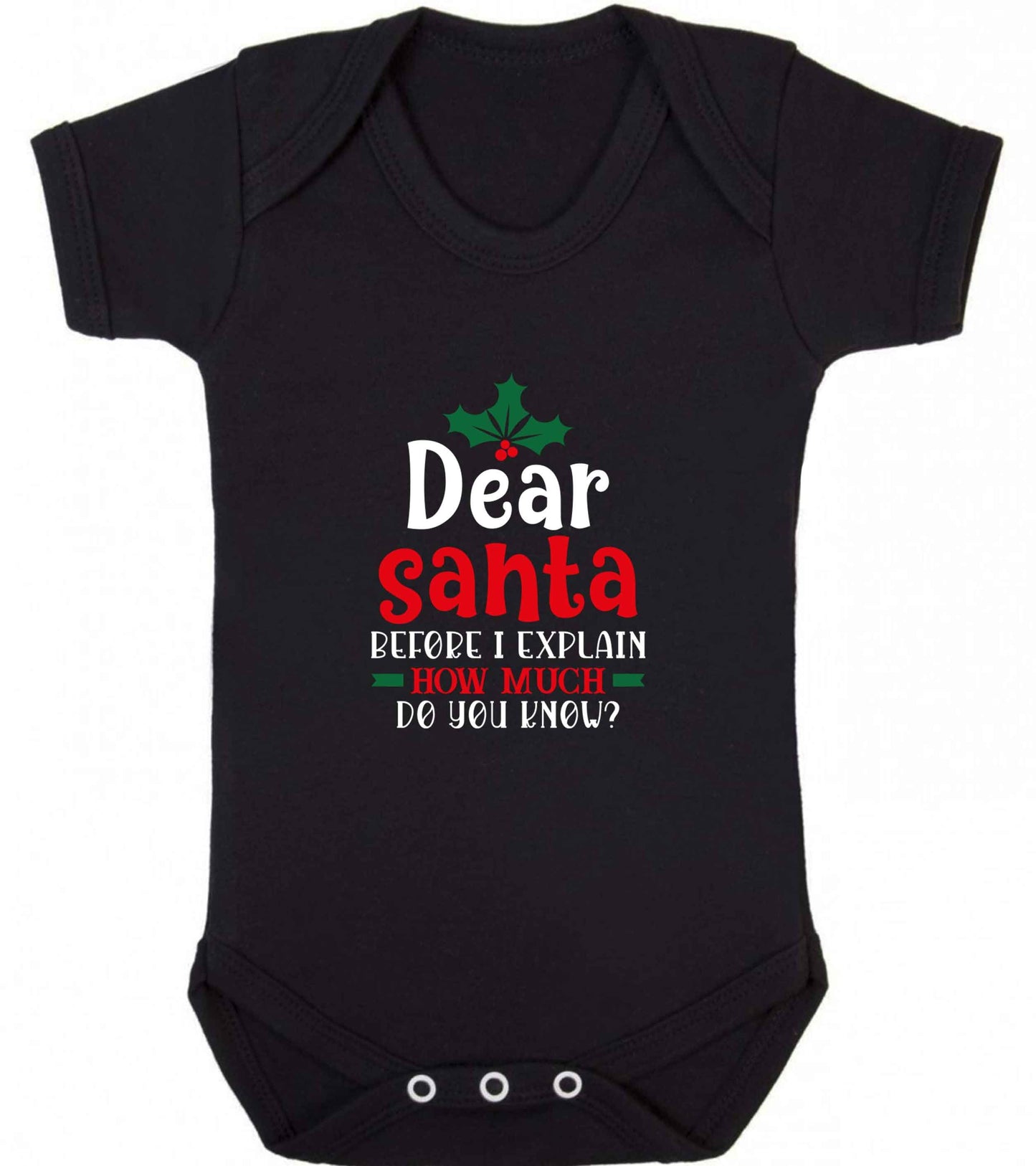 Santa before I explain how much do you know? baby vest black 18-24 months