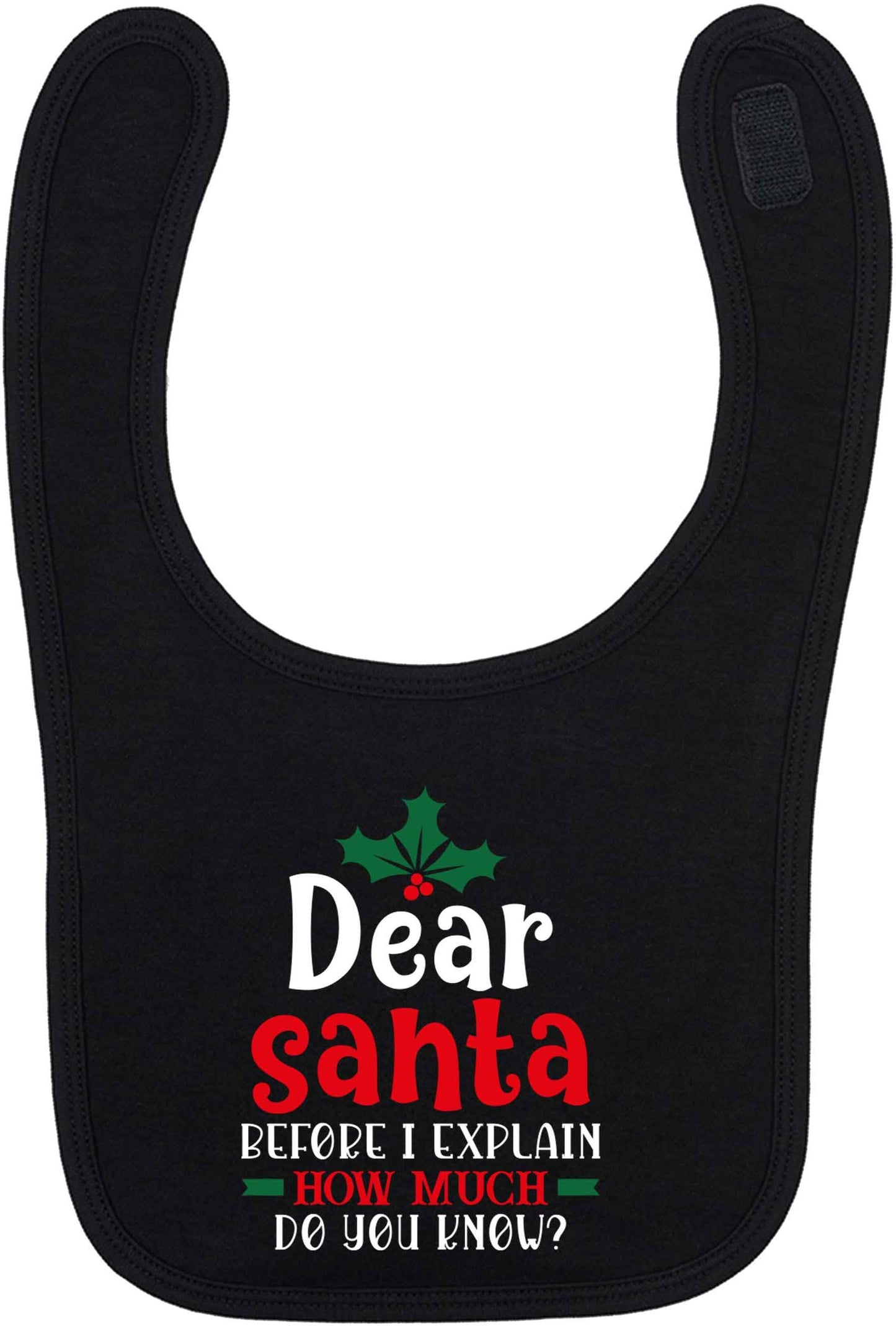 Santa before I explain how much do you know? black baby bib