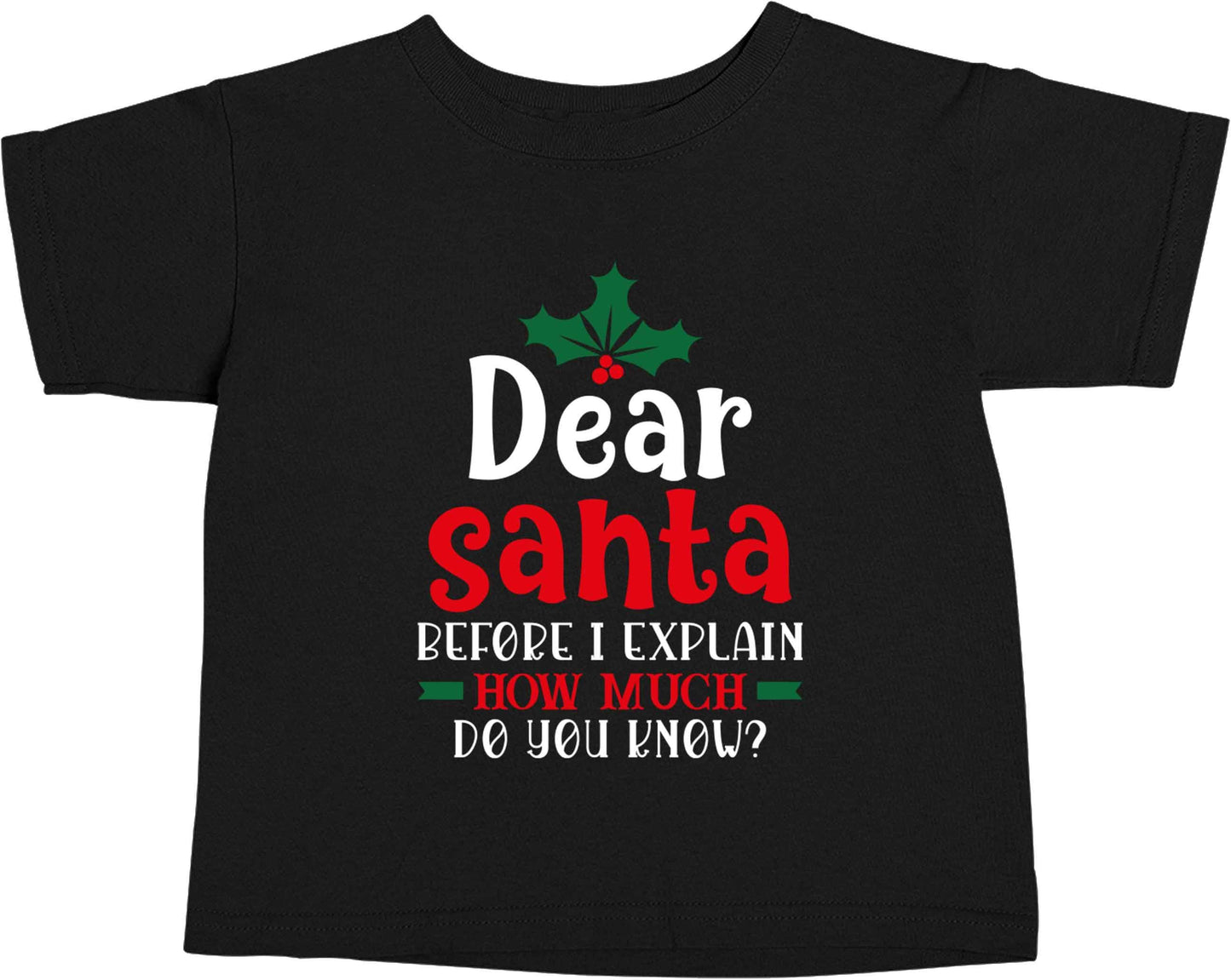Santa before I explain how much do you know? Black baby toddler Tshirt 2 years