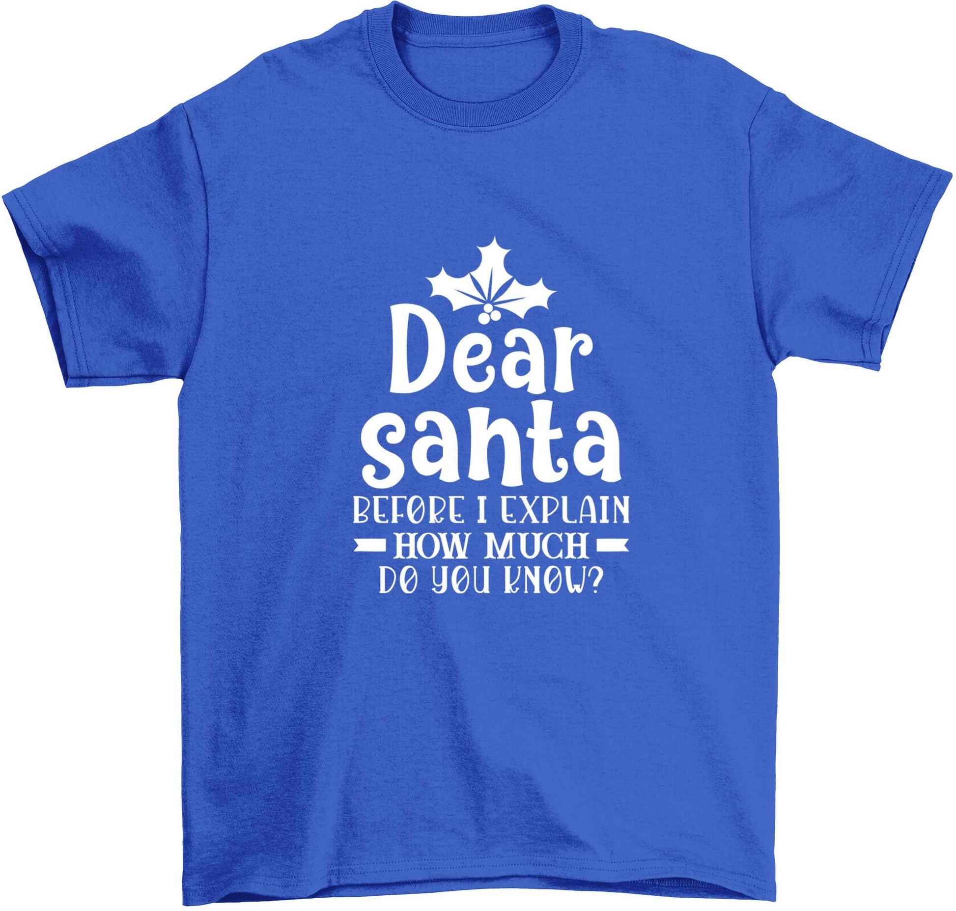 Santa before I explain how much do you know? Children's blue Tshirt 12-13 Years