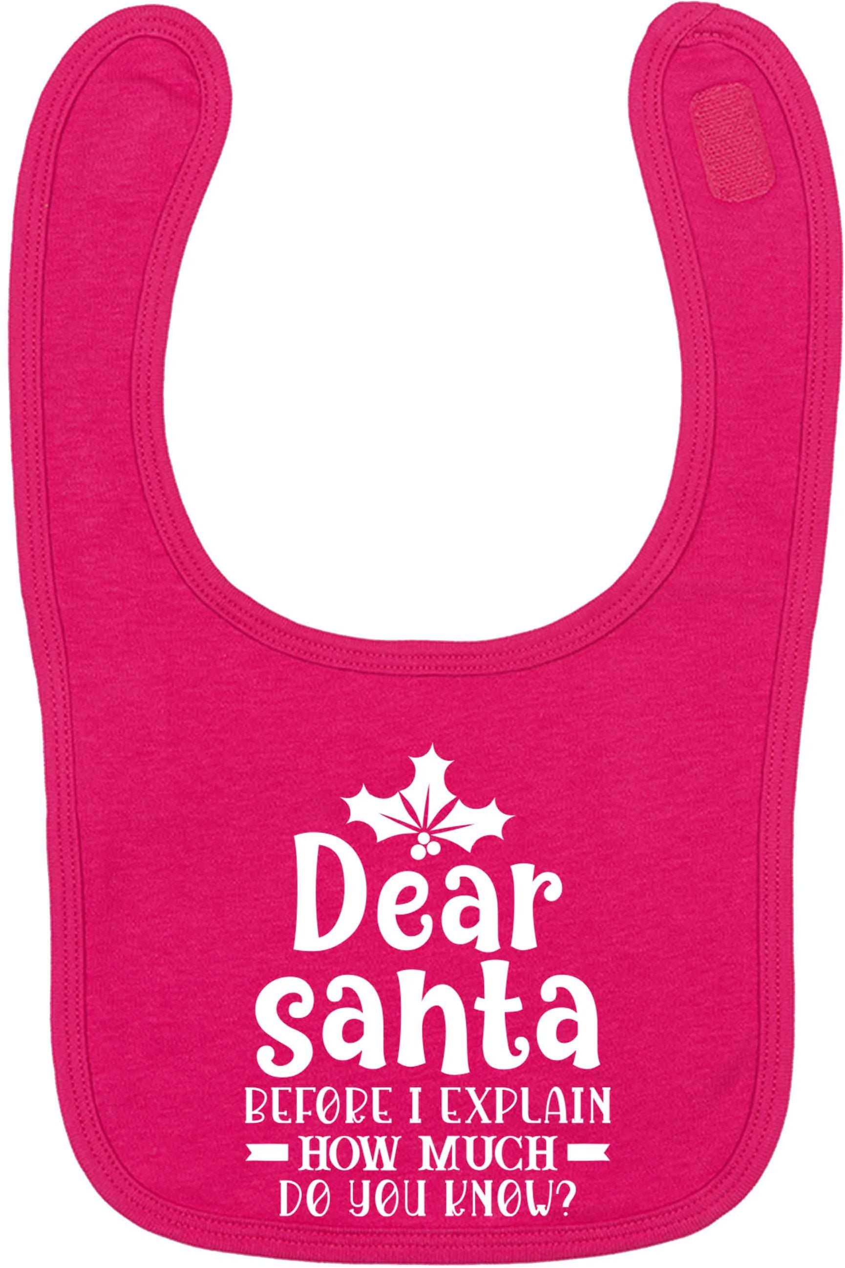 Santa before I explain how much do you know? dark pink baby bib