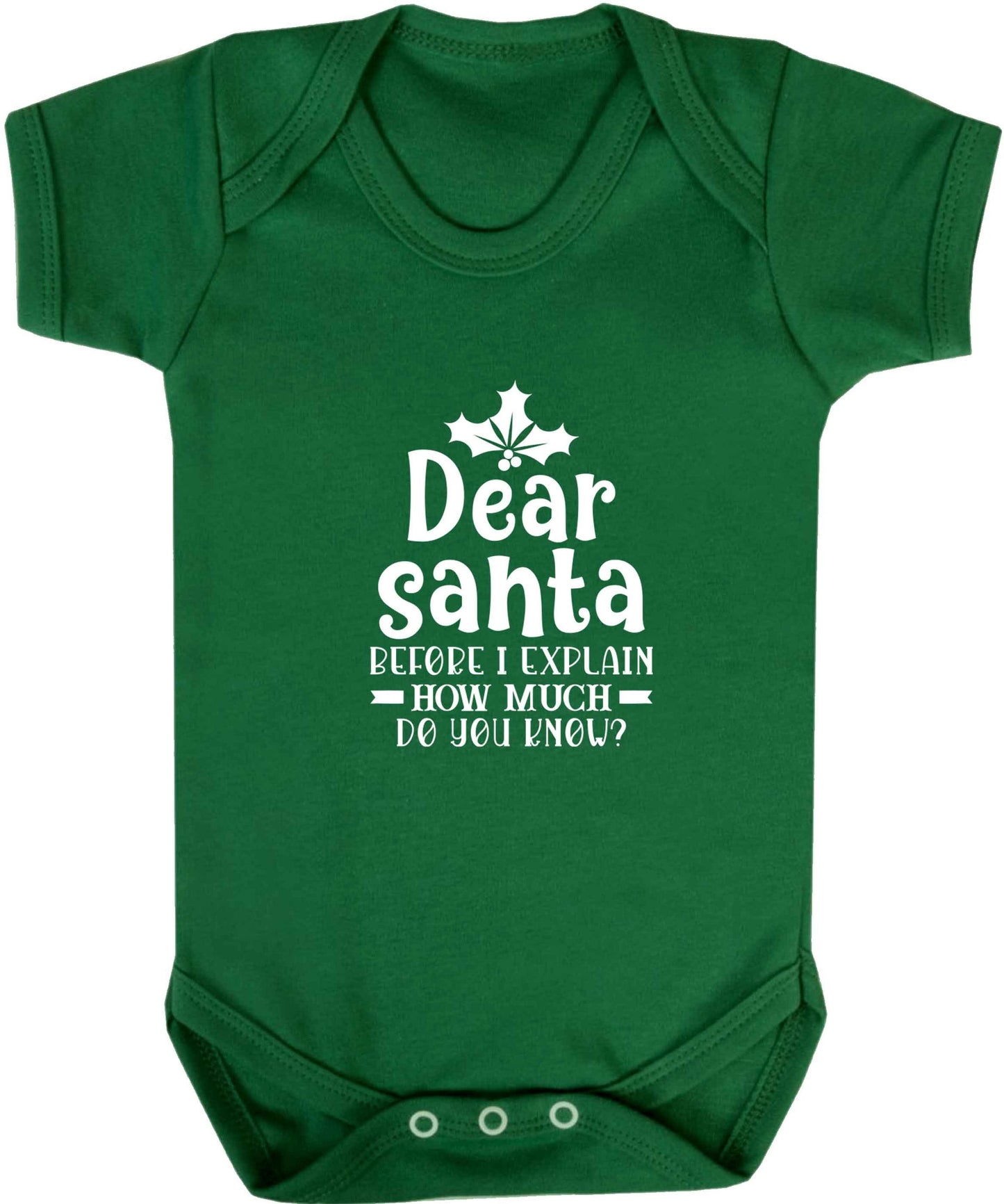 Santa before I explain how much do you know? baby vest green 18-24 months