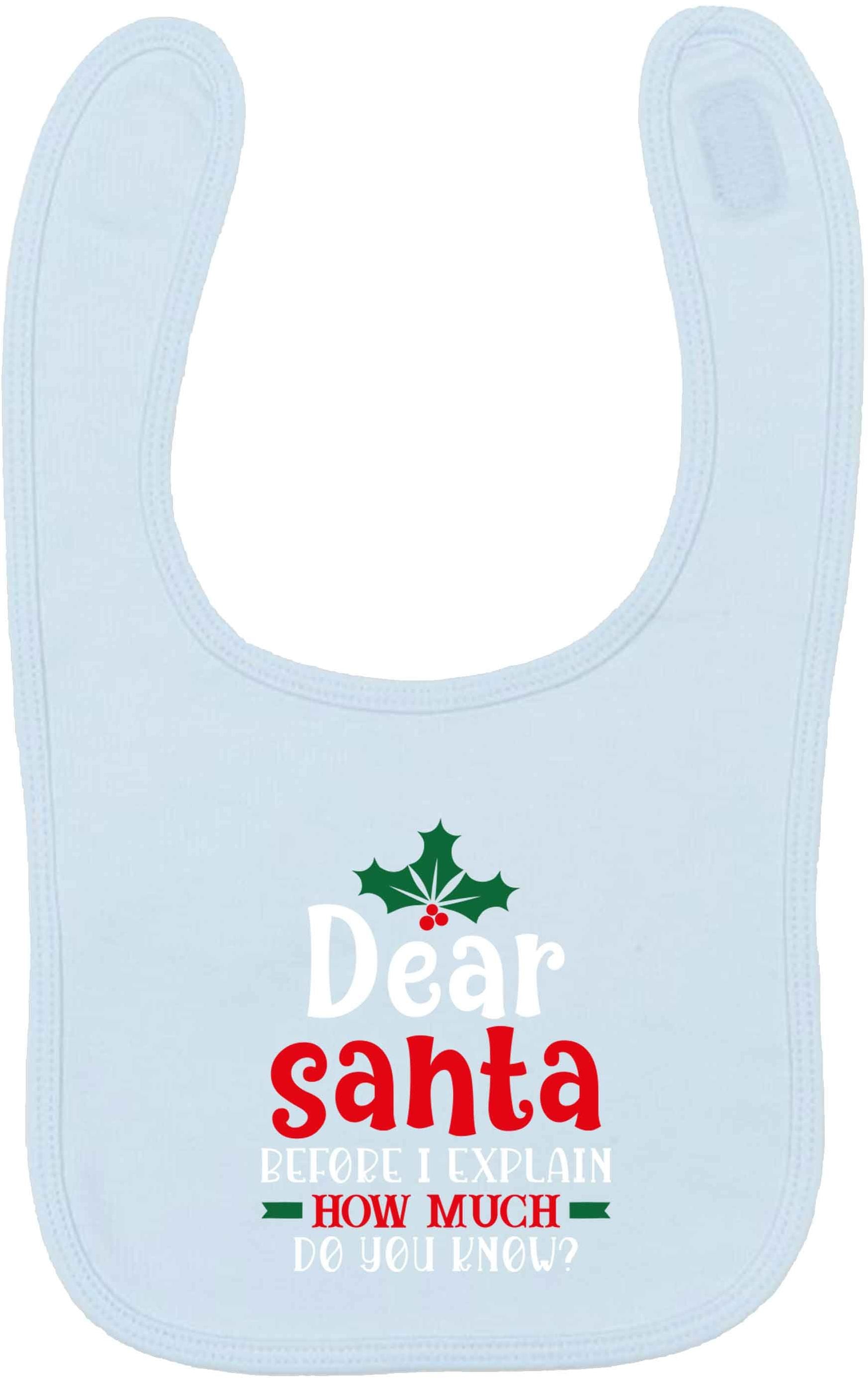 Santa before I explain how much do you know? pale blue baby bib