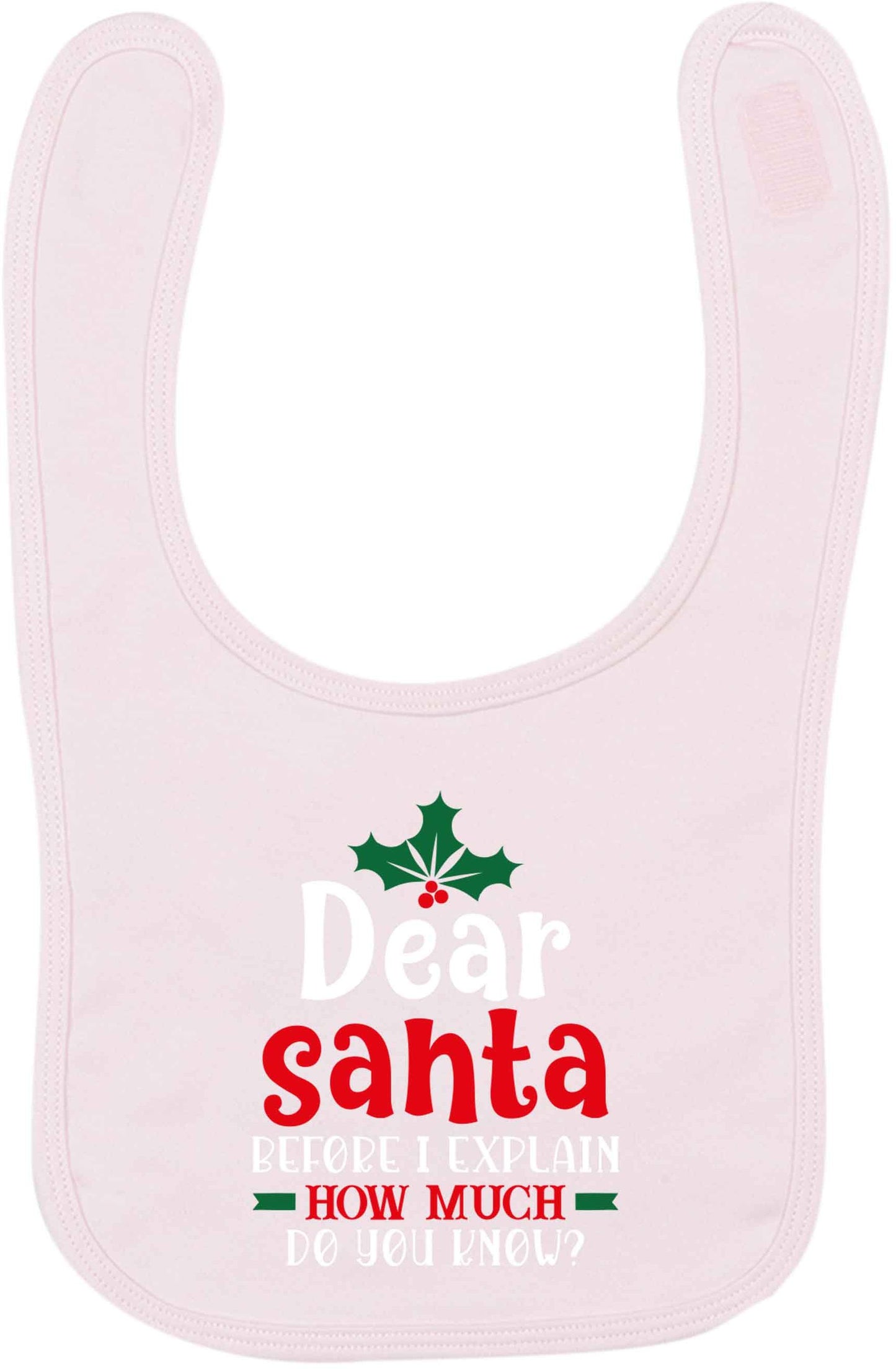 Santa before I explain how much do you know? pale pink baby bib