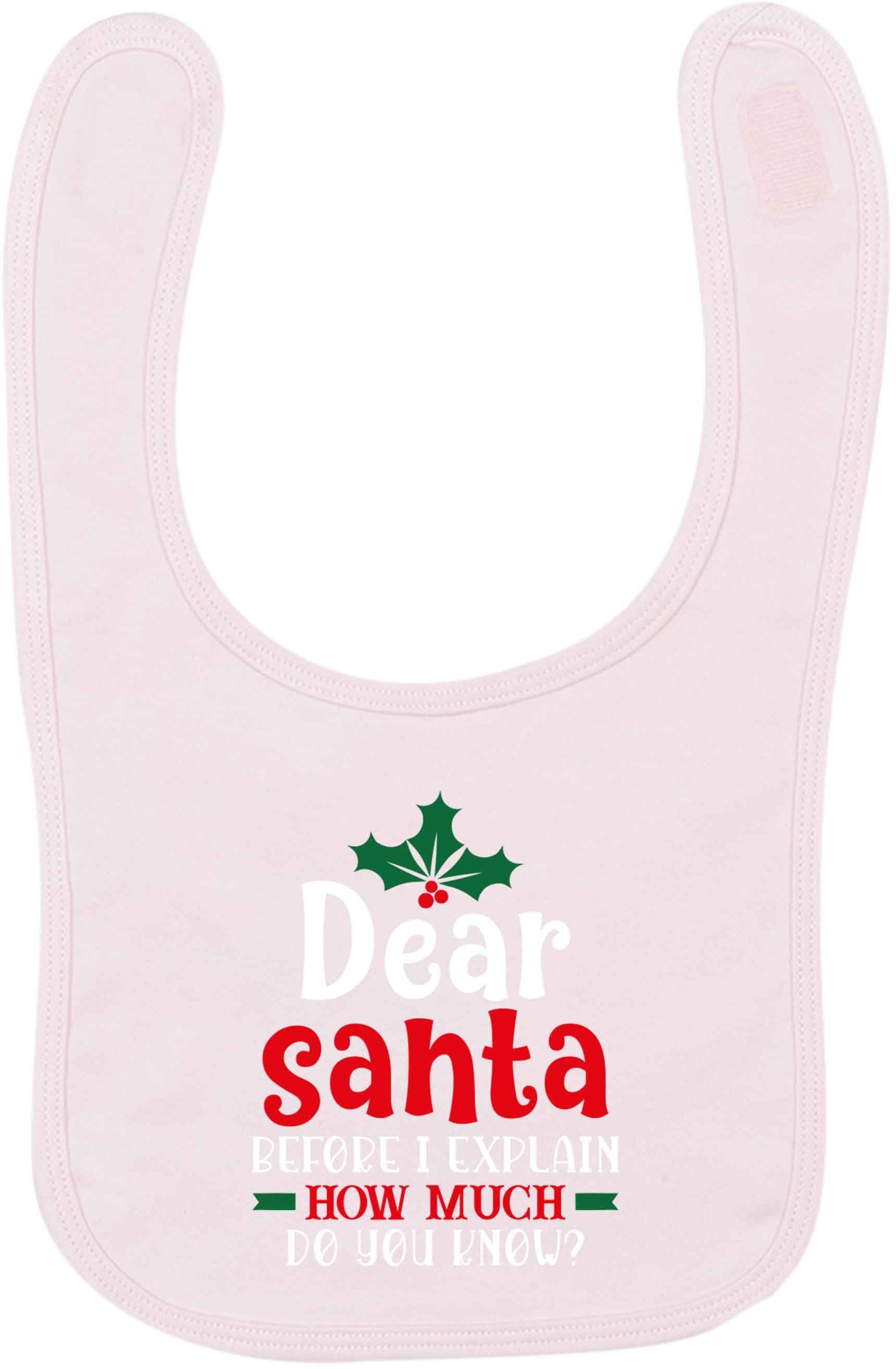 Santa before I explain how much do you know? pale pink baby bib