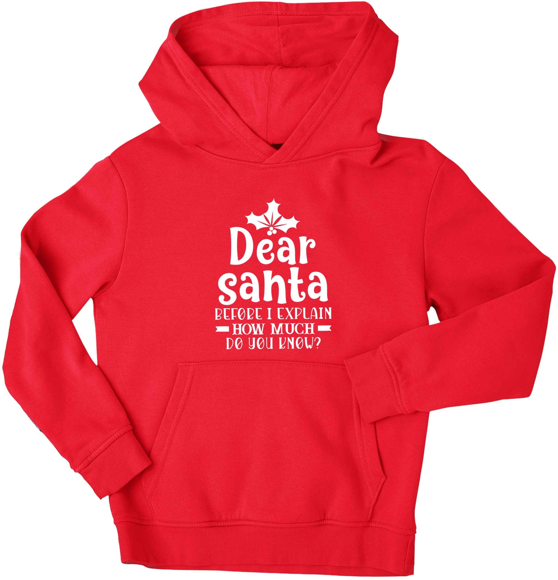 Santa before I explain how much do you know? children's red hoodie 12-13 Years