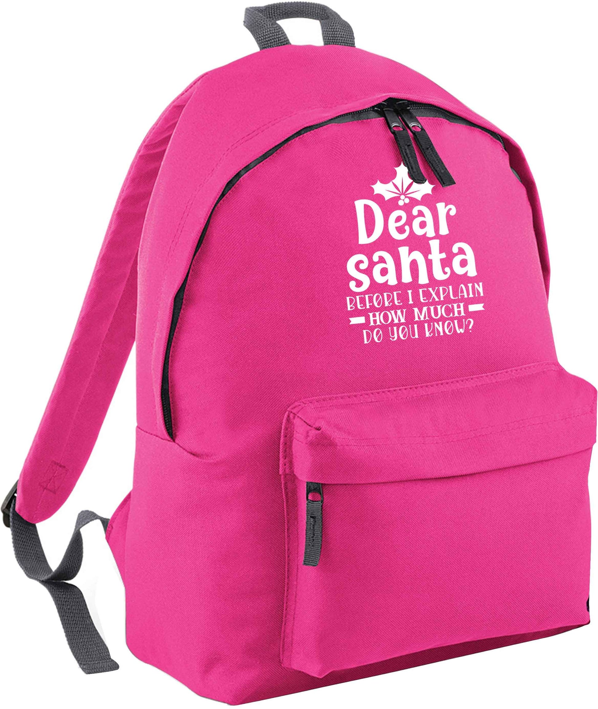 Santa before I explain how much do you know? pink adults backpack