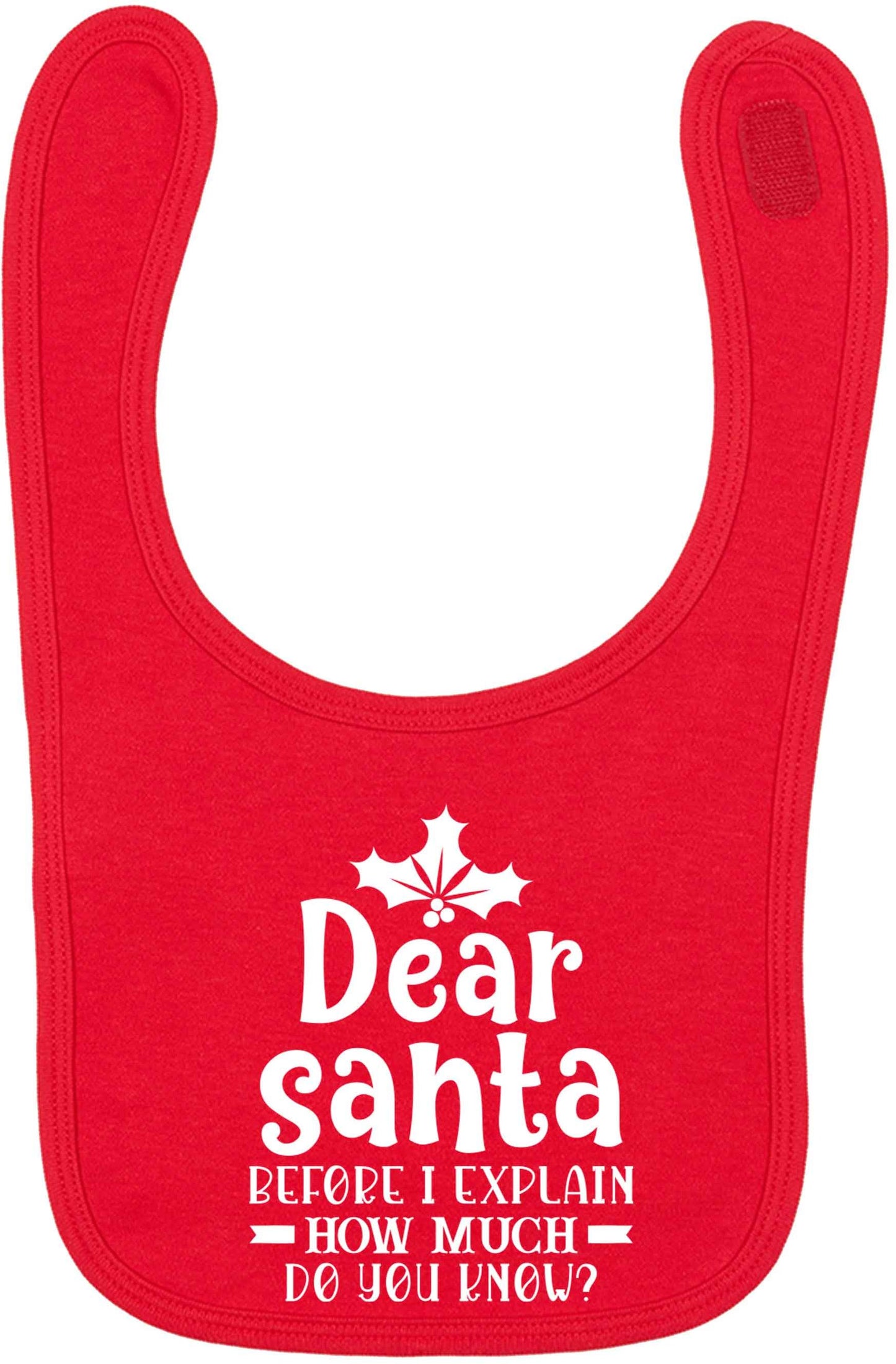 Santa before I explain how much do you know? red baby bib