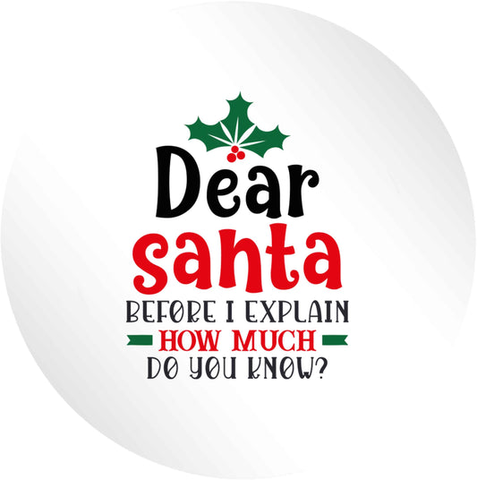 Santa before I explain how much do you know? 24 @ 45mm matt circle stickers
