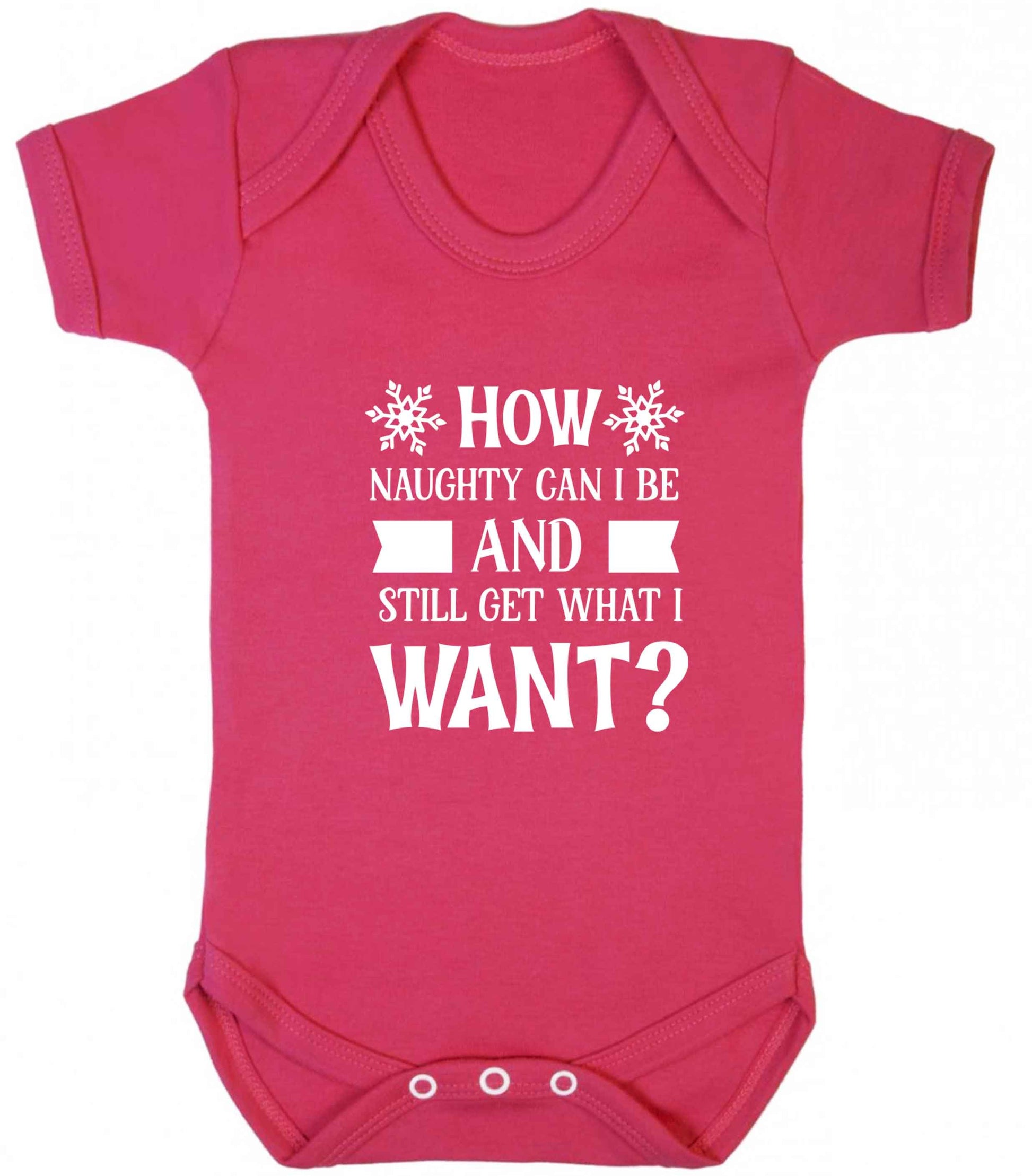 How naughty can I be and still get what I want? baby vest dark pink 18-24 months