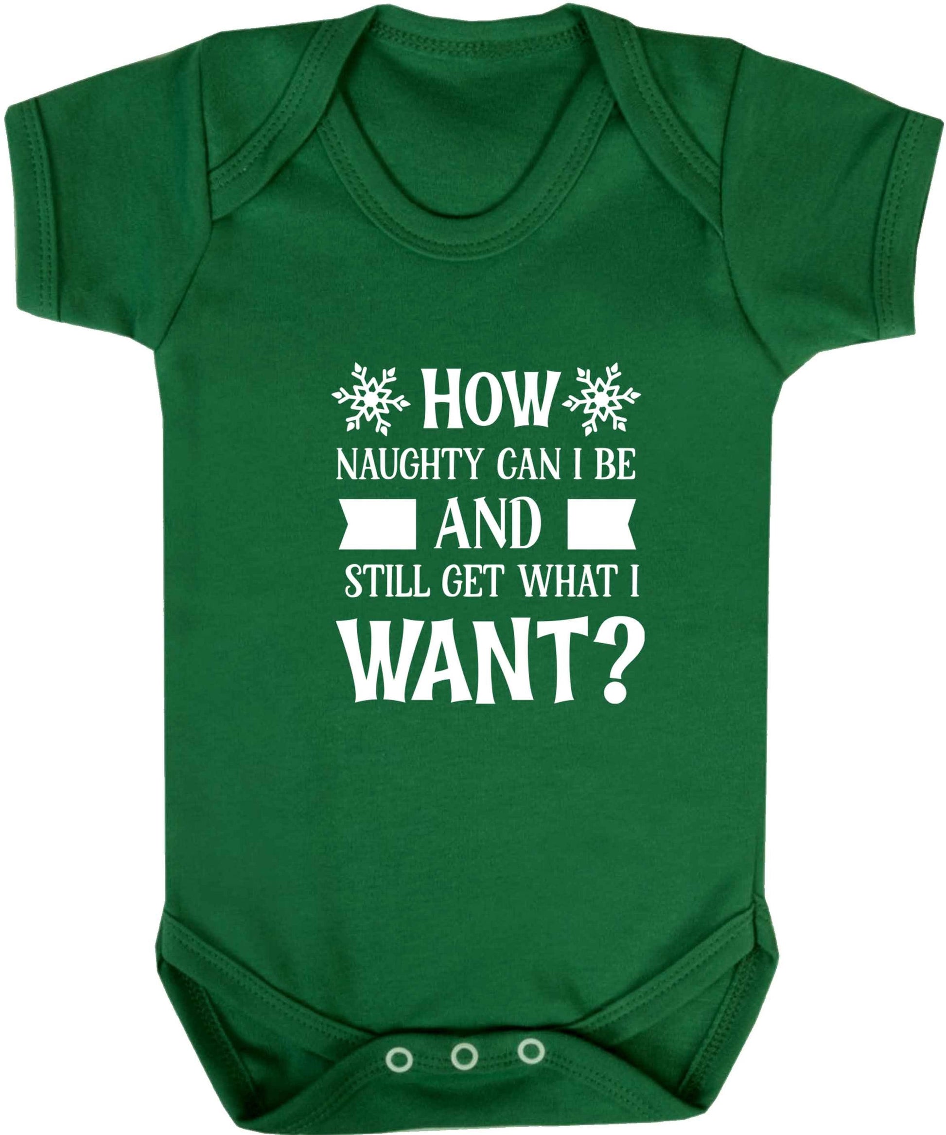 How naughty can I be and still get what I want? baby vest green 18-24 months